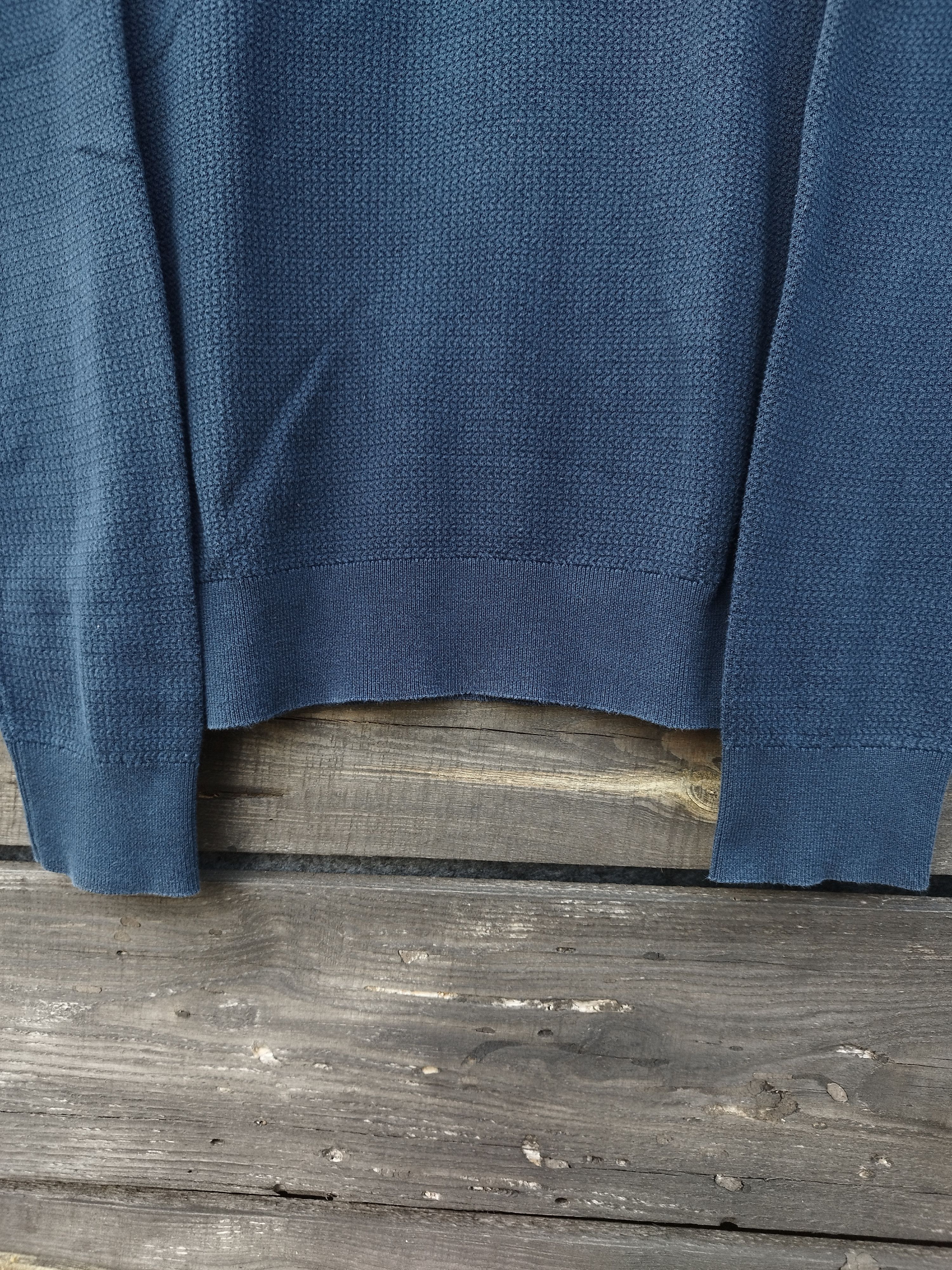 Polo Ralph Lauren Polo Ralph Lauren Navy Textured Knit Long Sleeve Polo Size US L / EU 52-54 / 3 - 6 Thumbnail
