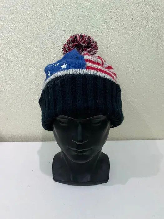Vintage Vintage American Flag Bobble Beanie Hat Size ONE SIZE - 2 Thumbnail