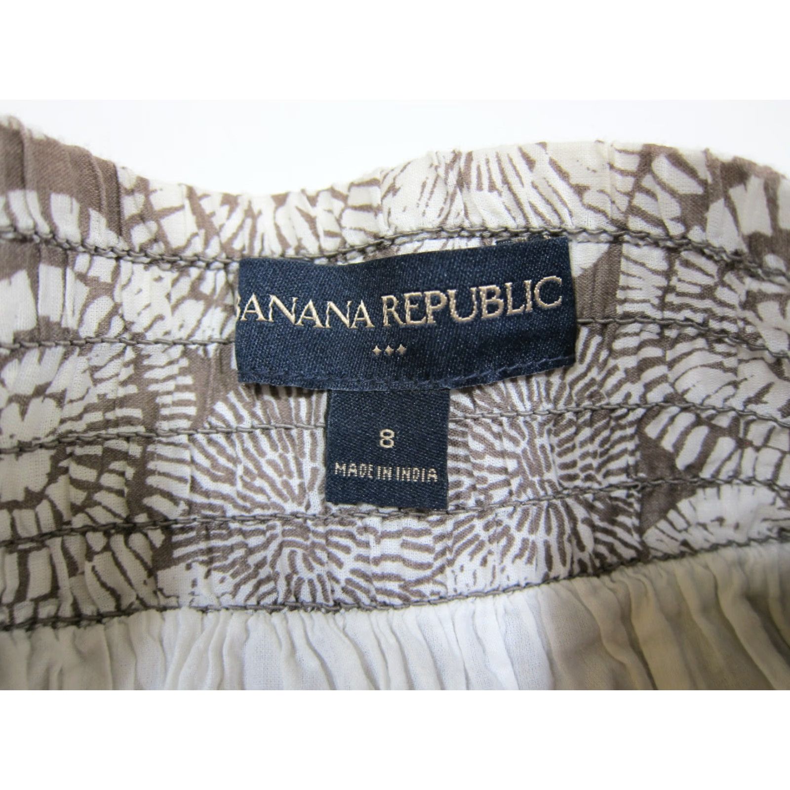 Banana Republic Banana Republic 100% Cotton Geometric Brown White Women Size 8 Pleated Flowy Skirt Size 30" / US 8 / IT 44 - 3 Thumbnail