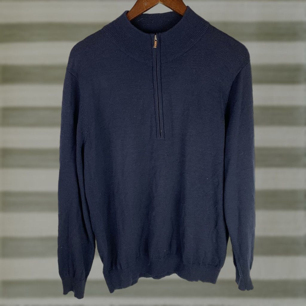 Footjoy FootJoy Sweater 1/4 Zip Mens M Navy Wool Knit Pullover Golf Preppy Business Casual Work Shirts? Size US M / EU 48-50 / 2 - 1 Thumbnail