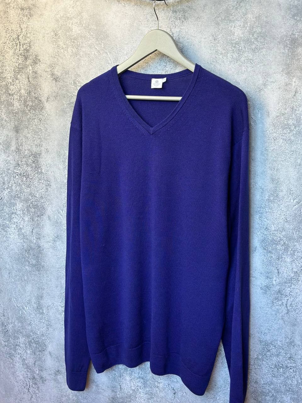 Sunspel Sunspel Merino Wool Sweater V-Neck Vintage Jumper Purple LS Size US XXL / EU 58 / 5 - 1 Thumbnail