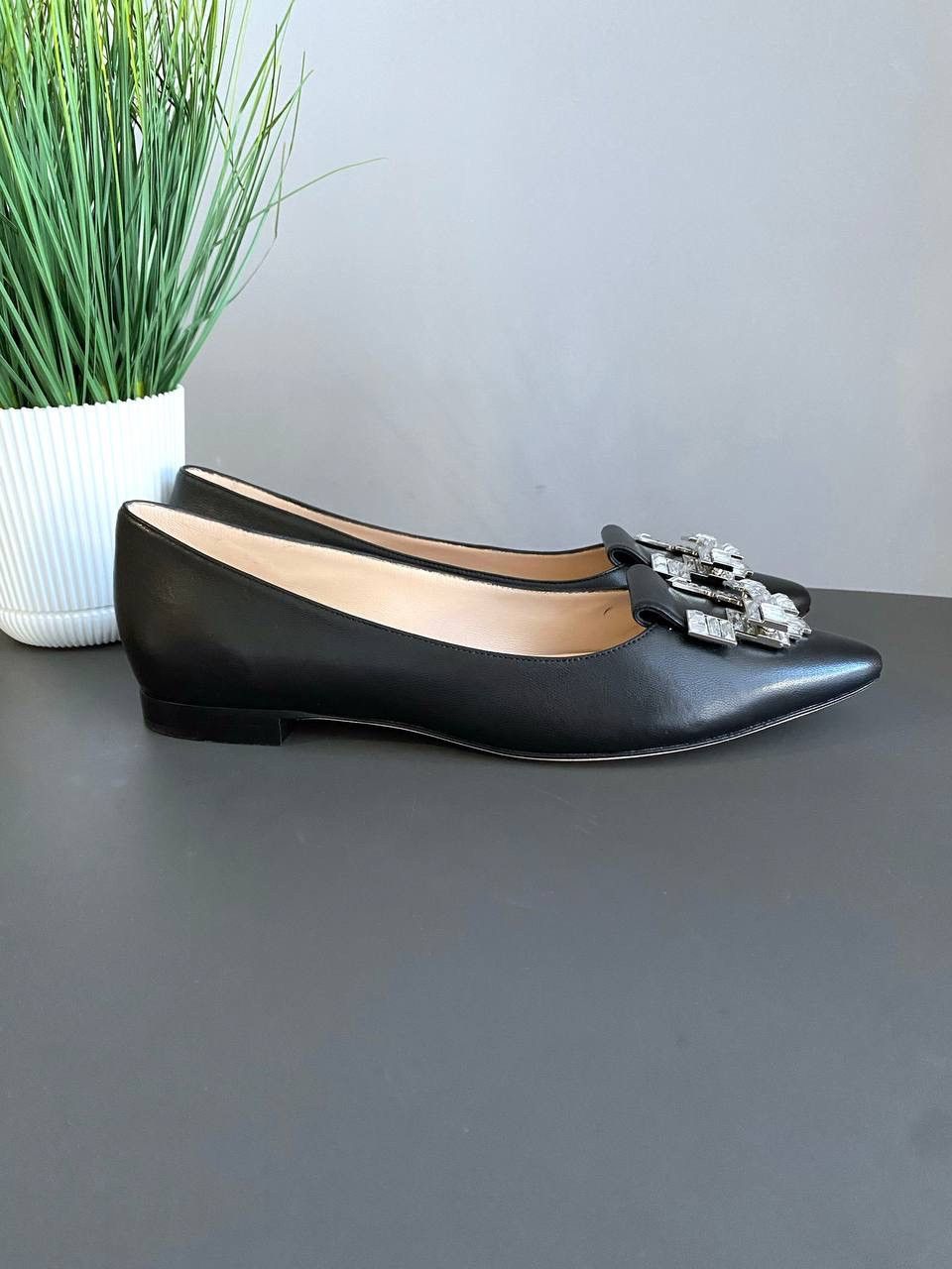 Designer RODO Leather Ballet Flats Lotus Crystal Embellished, 40,5 Size US 9.5 / IT 39.5 - 3 Thumbnail