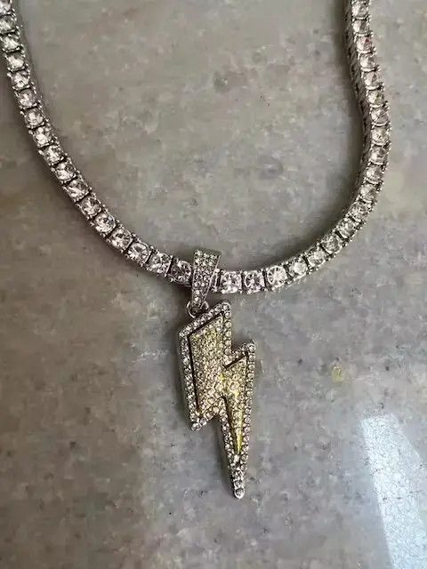 Jewelry 4mm Lightning Zircon Tennis Chain Iced Out Bling Necklace Size ONE SIZE - 2 Thumbnail