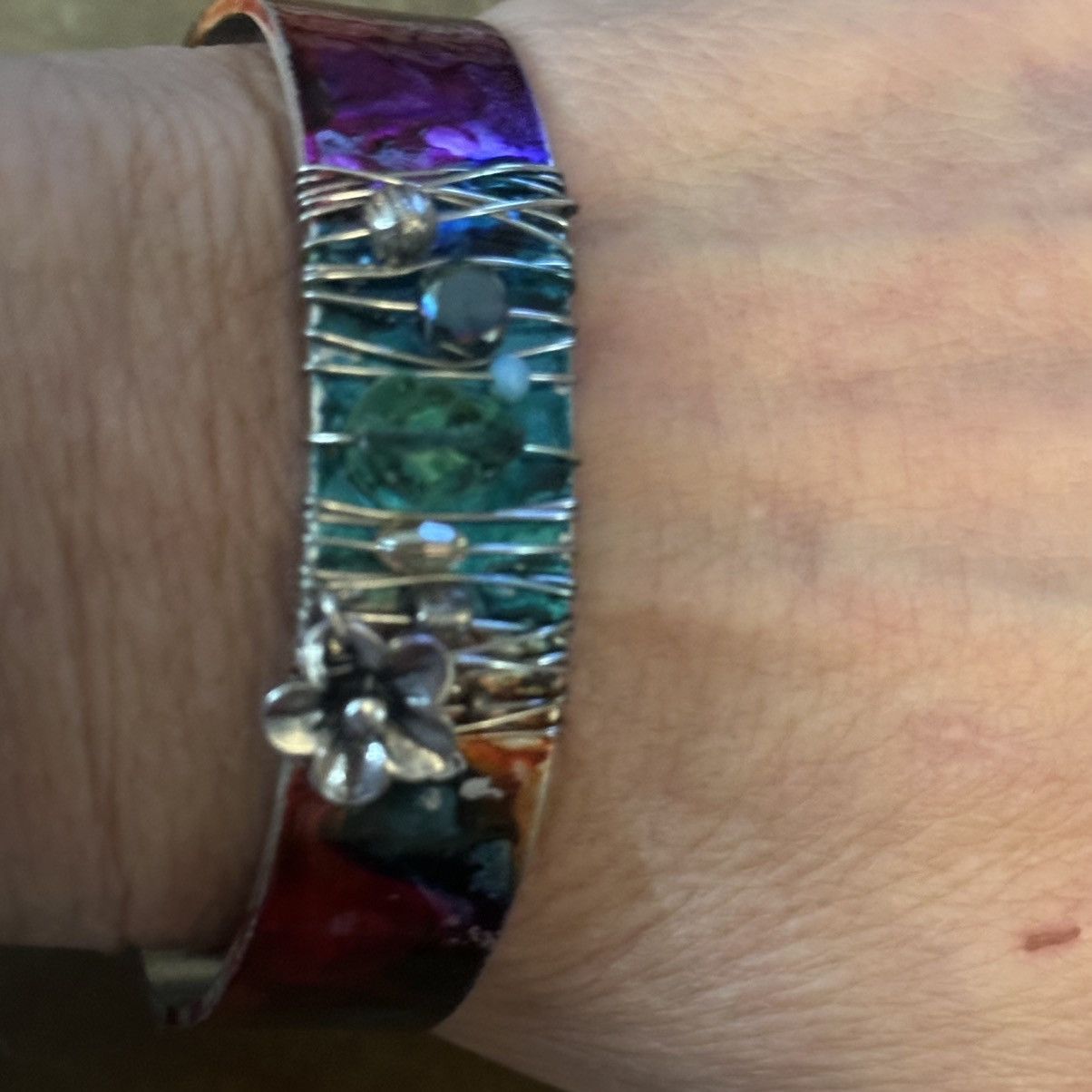 Other Handmade tie dye painted bangle cuff bracelet Size ONE SIZE - 4 Thumbnail