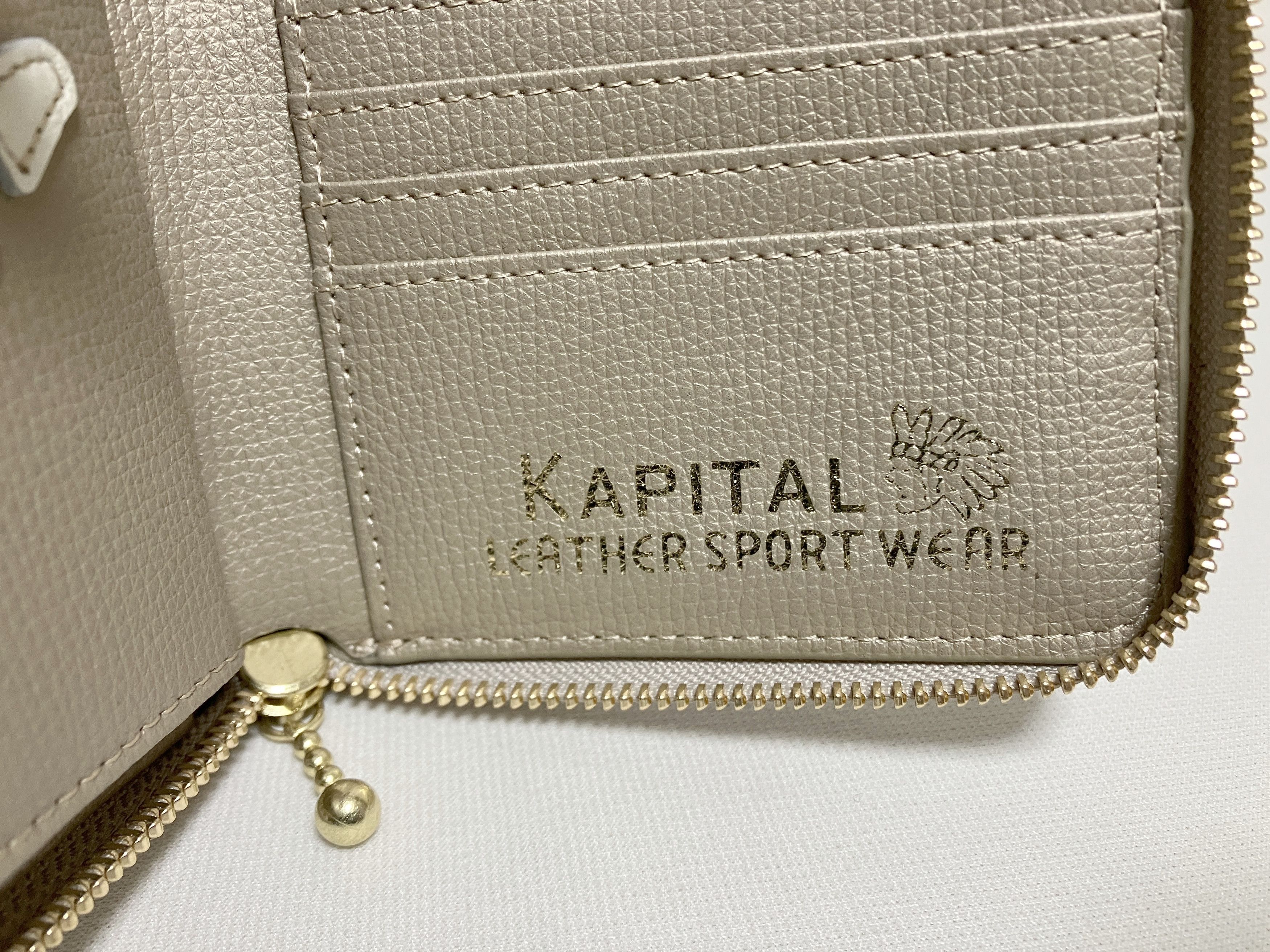 Kapital Kapital THUMBS UP BONE HAND ZIP leather wallet taupe gold Size ONE SIZE - 4 Thumbnail