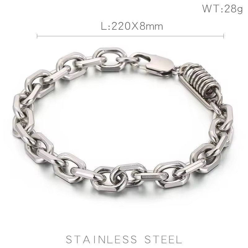 Vintage Silver Square Combination Chain Homme Bracelet Size ONE SIZE - 2 Thumbnail