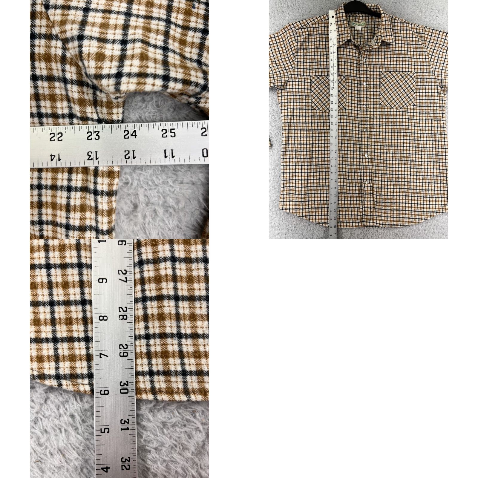 Haband Haband Shirt Mens Large Beige Plaid Flannel Pearl Snap Western Long Sleeve Size US L / EU 52-54 / 3 - 9 Thumbnail