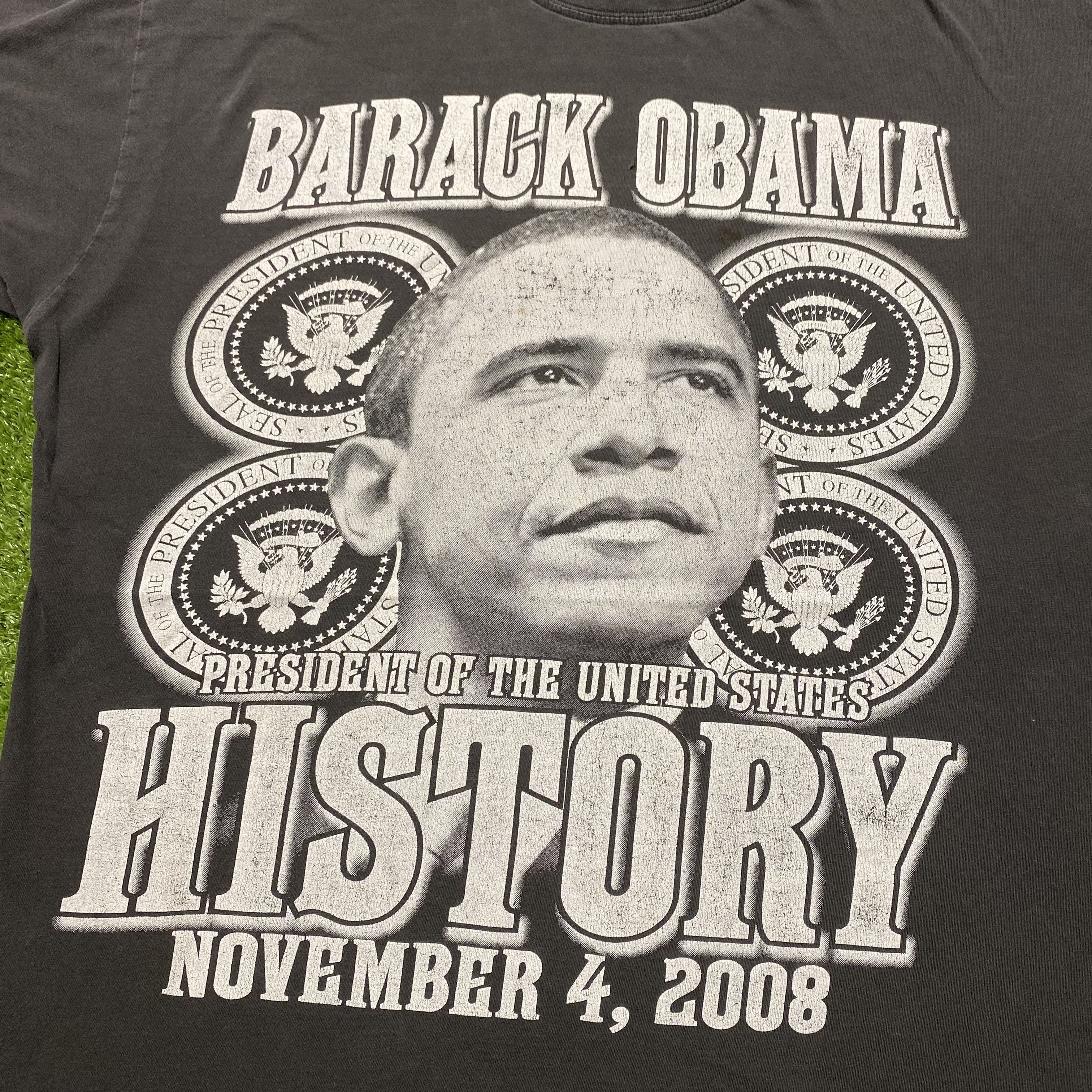Vintage 2008 PRESIDENT BARACK OBAMA HISTORY TEE Size US XXL / EU 58 / 5 - 8 Thumbnail