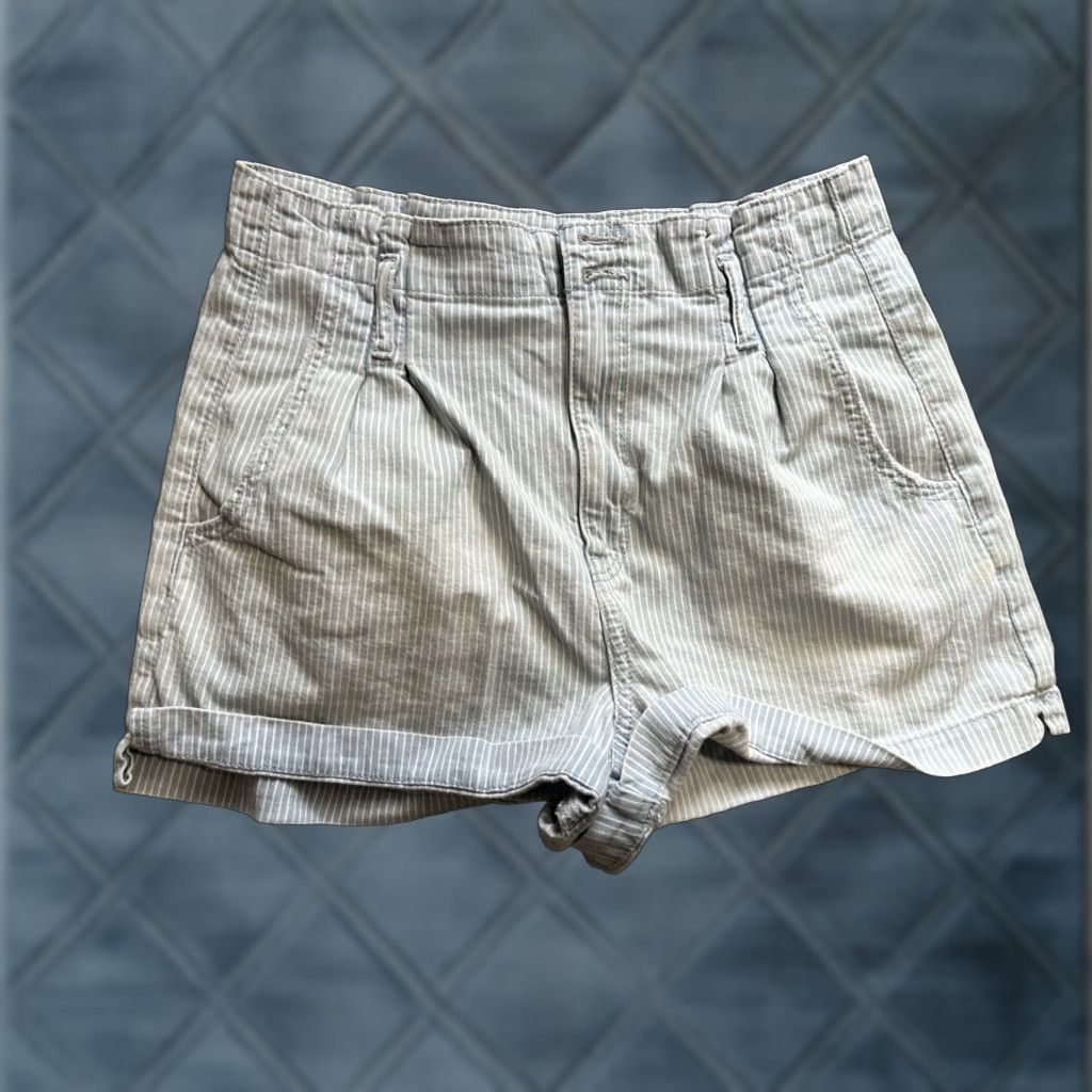 American Eagle Outfitters American Eagle Shorts Womens 8 Blue White Striped Highest Rise Mom Short Preppy Size 30" / US 8 / IT 44 - 1 Thumbnail