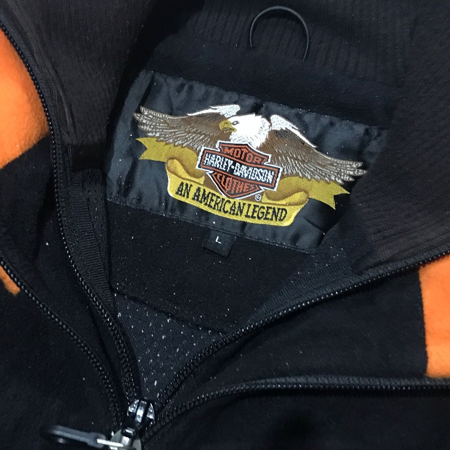 Harley Davidson × Vintage harley-davidson fleece half zip black/orange sweather Size US L / EU 52-54 / 3 - 8 Thumbnail