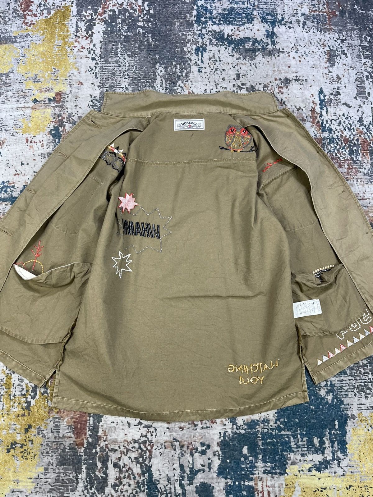 Japanese Brand Rosebud Embroidered Military Inspired Overshirt Jacket Size S / US 4 / IT 40 - 9 Thumbnail