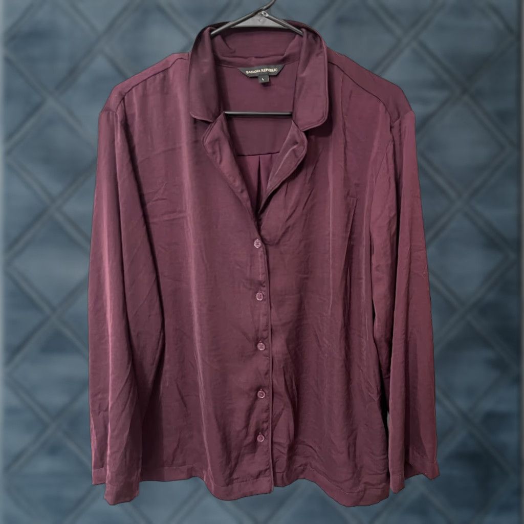 Banana Republic BANANA REPUBLIC Womens Pajama Top Sleep Lounge Polyester Sleepwear Top Large Burgundy Modal Print? Size L / US 10 / IT 46 - 1 Thumbnail