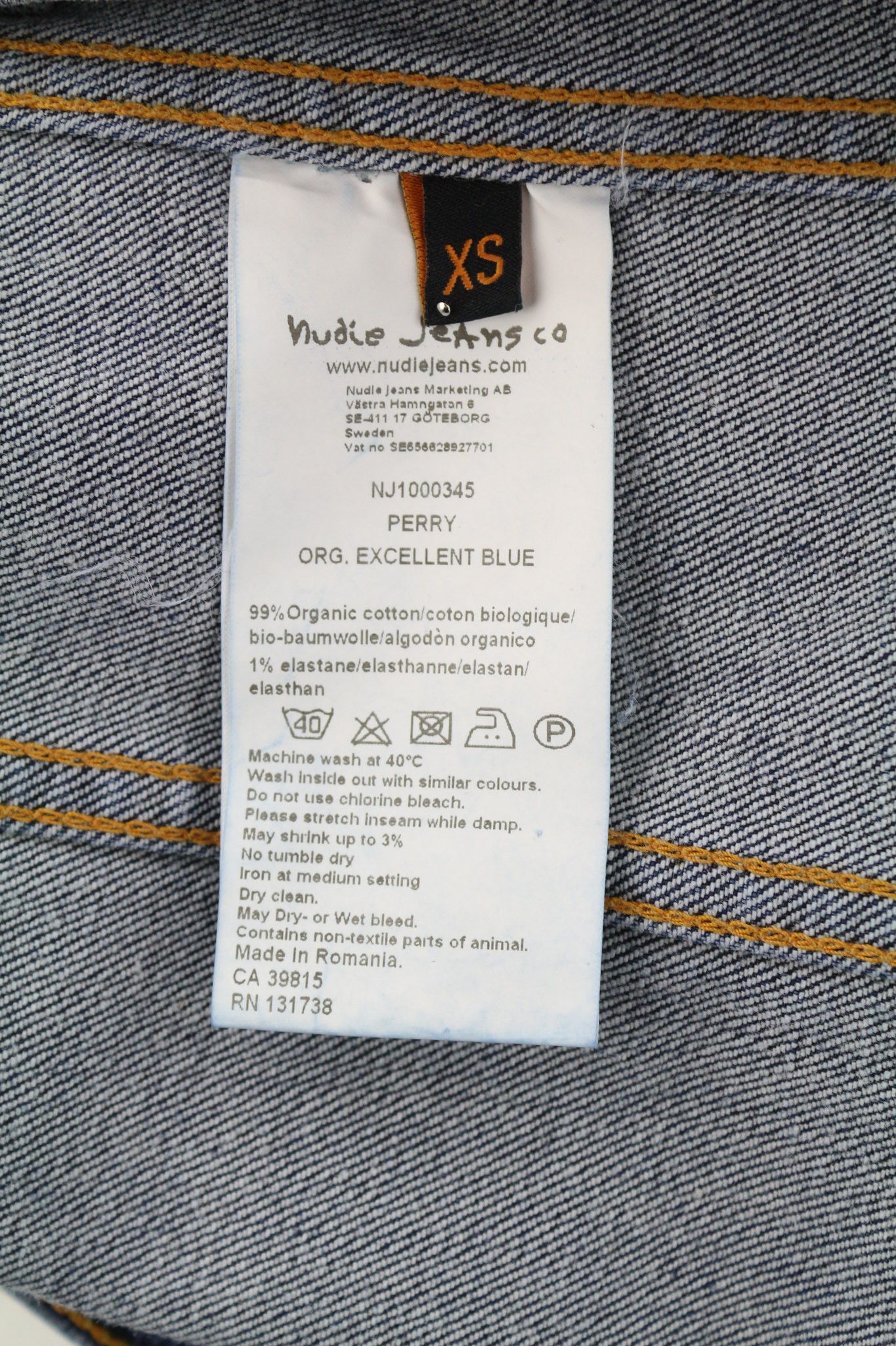 Nudie Jeans PERRY XS Organic Excellent Blue Washed Denim 81956 Size US XS / EU 42 / 0 - 8 Thumbnail