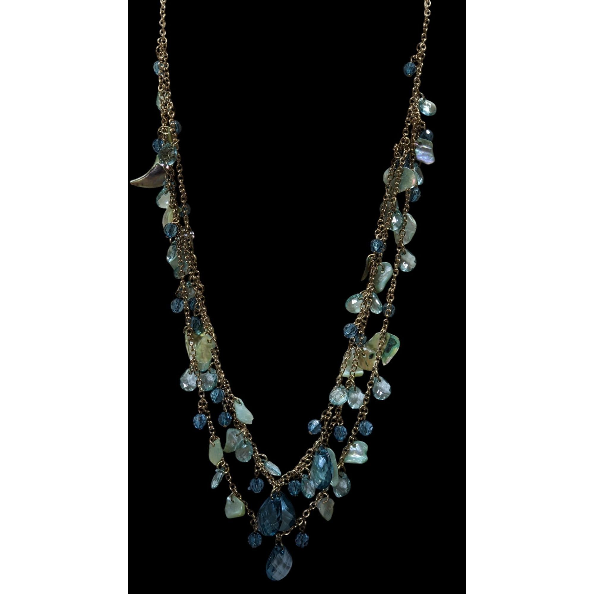 Other Bohemian Multilayer Necklace With Blue Shell and Faceted Bea Size ONE SIZE - 4 Thumbnail
