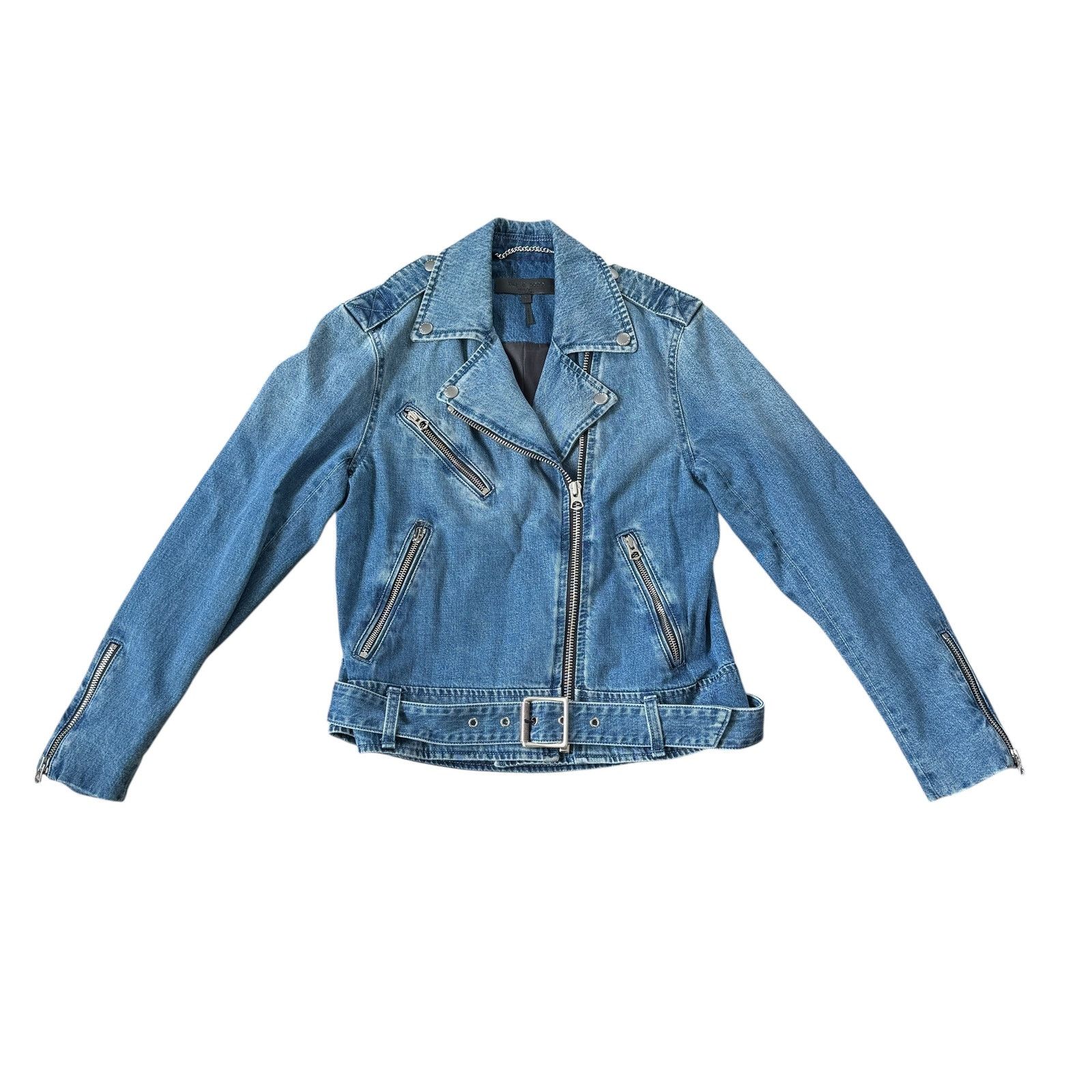 Rag & Bone NEW Rag & Bone Abbey Denim Moto Jacket Size XS / US 0-2 / IT 36-38 - 3 Thumbnail