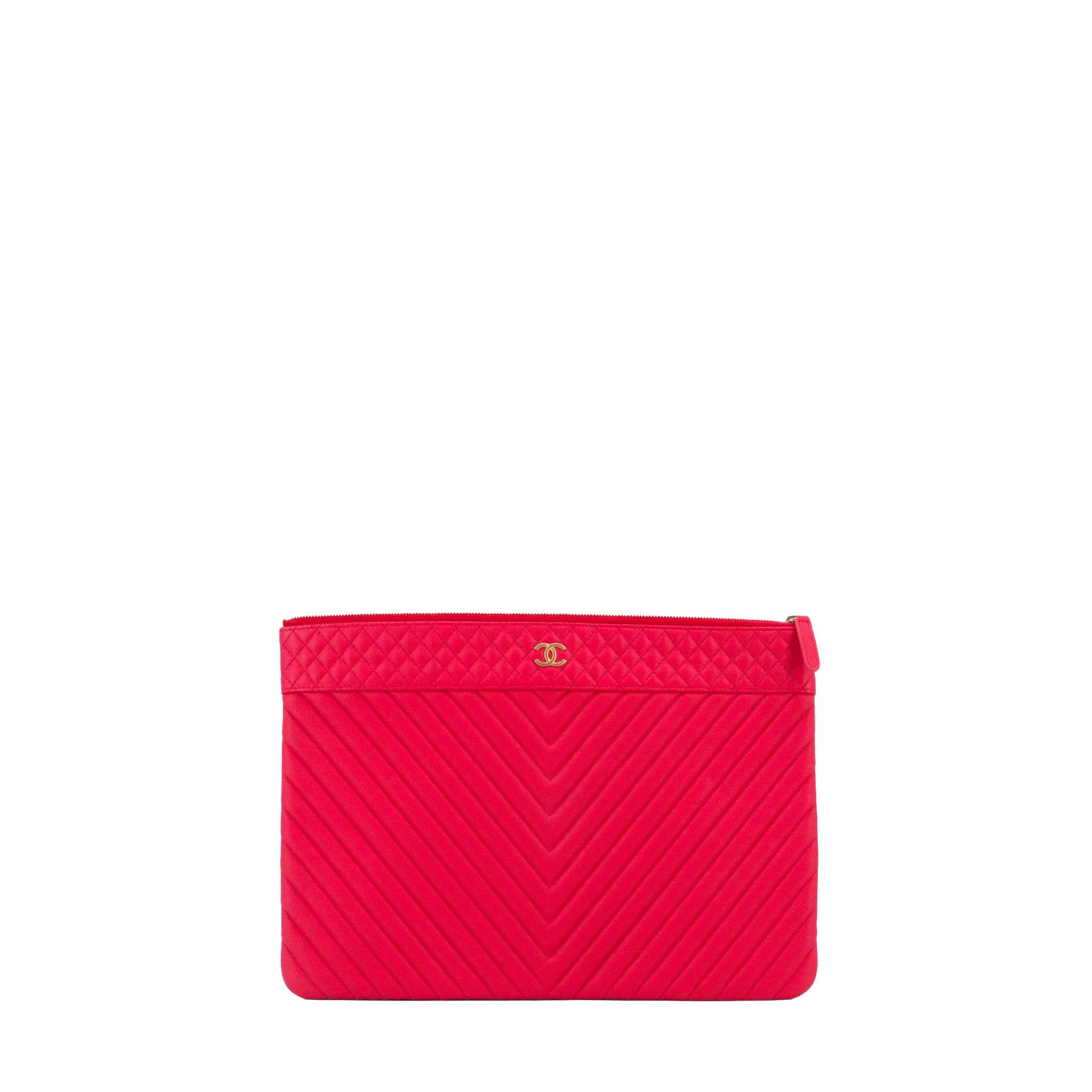 Chanel CHANEL - Chanel clutch in red chevron caviar leather Size ONE SIZE - 1 Thumbnail