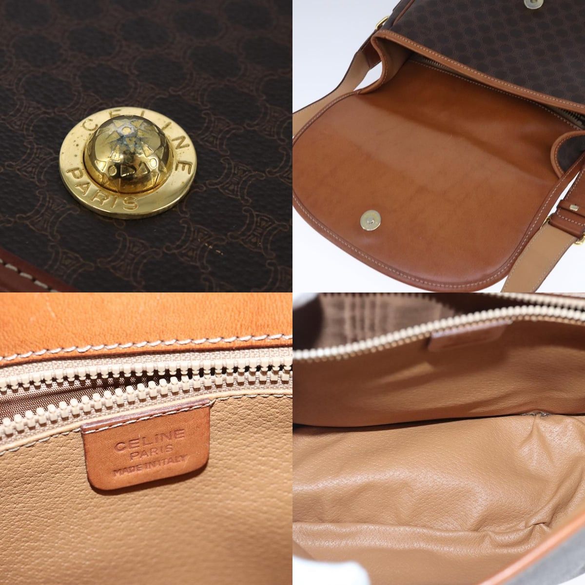 Celine CELINE Macadam Canvas Shoulder Bag Pvc Leather Brown Size ONE SIZE - 11 Thumbnail