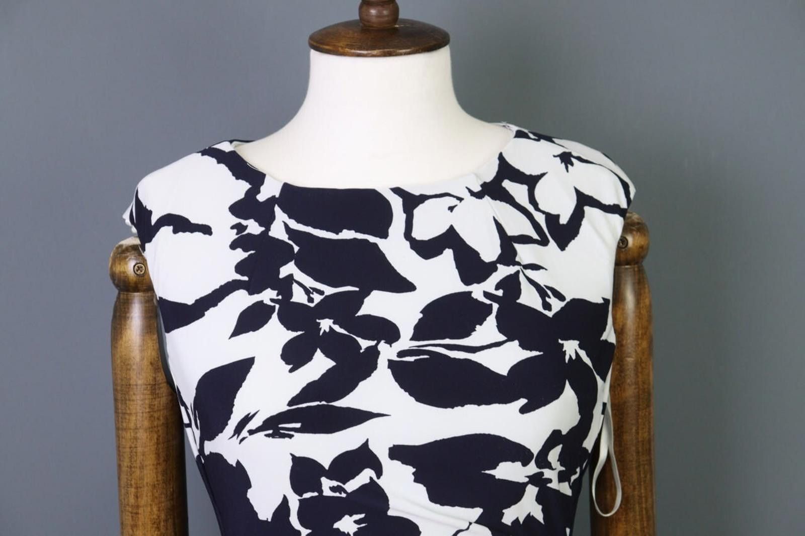 Polo Ralph Lauren Lauren Ralph Lauren White/Black Floral Business Dress Size 6 Size M / US 6-8 / IT 42-44 - 2 Thumbnail