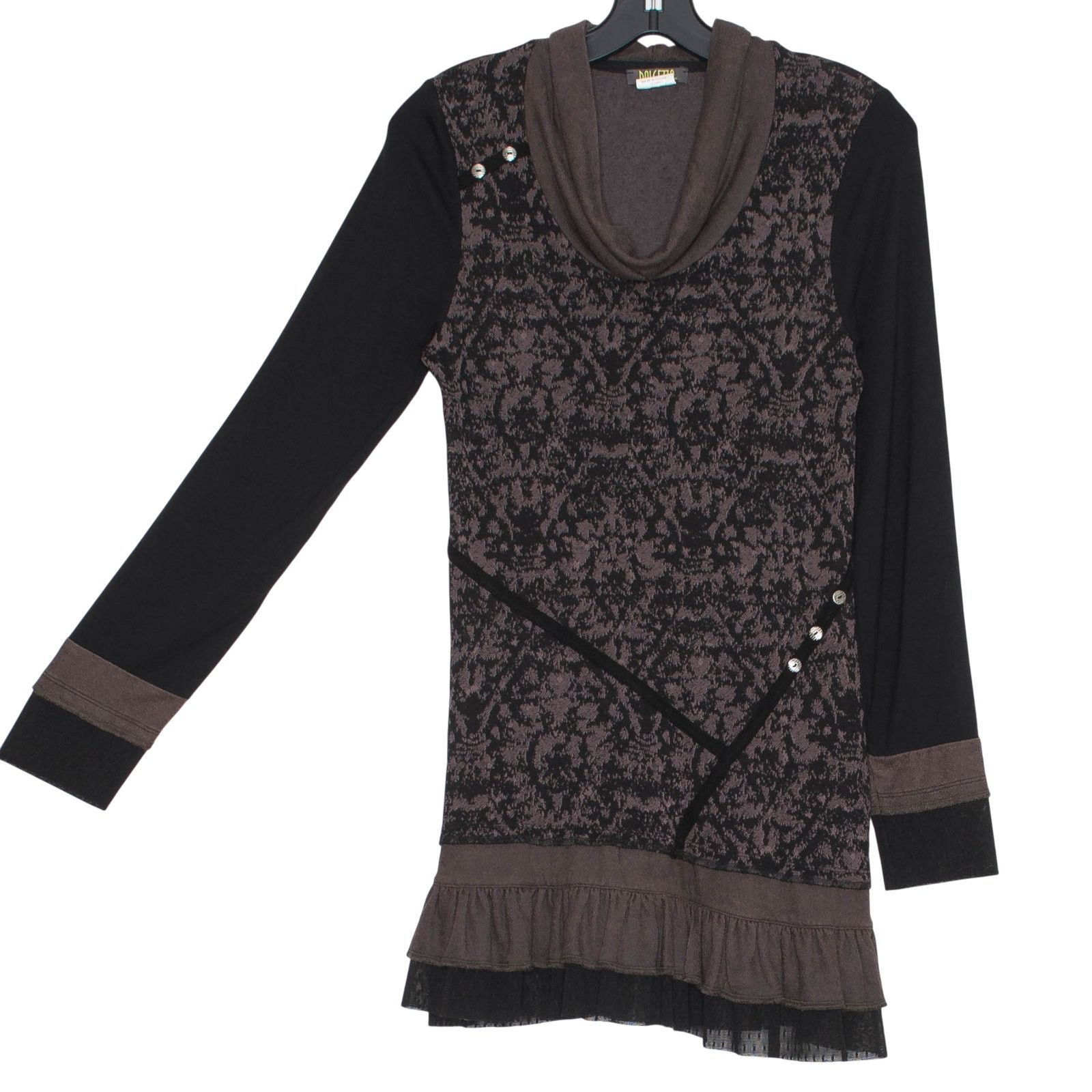 Other Dolcezza Tunic Top Cowl Neck Artsy Lagenlook Boho Brown S Size S / US 4 / IT 40 - 2 Thumbnail