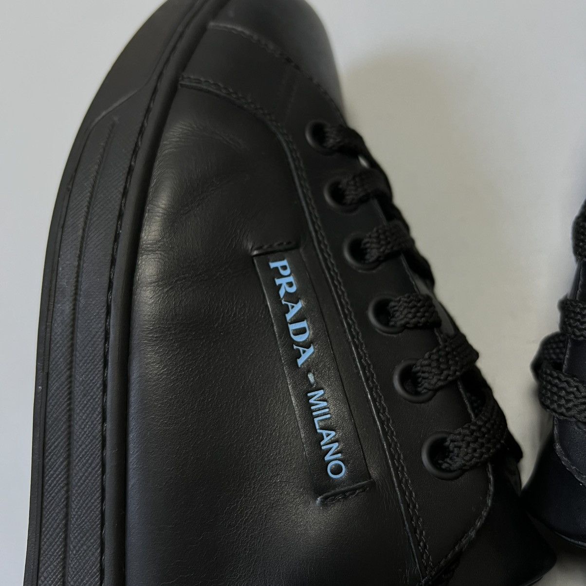 Prada Prada Sneakers Leather Shoes Black Luxury UK 8 men's Size US 9 / EU 42 - 5 Thumbnail