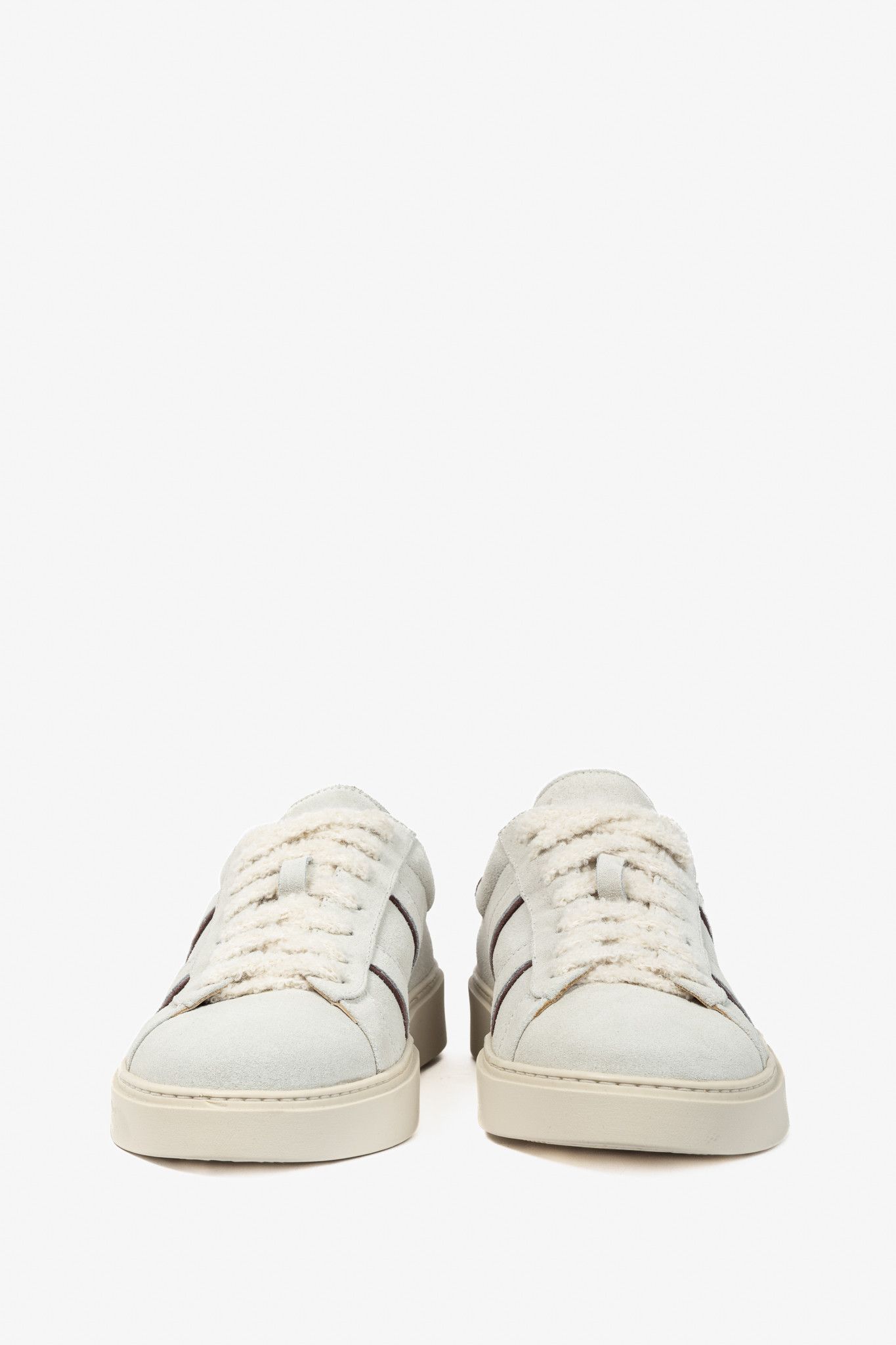 Eleventy Eleventy "White" Suede Double-Stripe Low-Top Sneakers Size US 11 / EU 44 - 2 Thumbnail