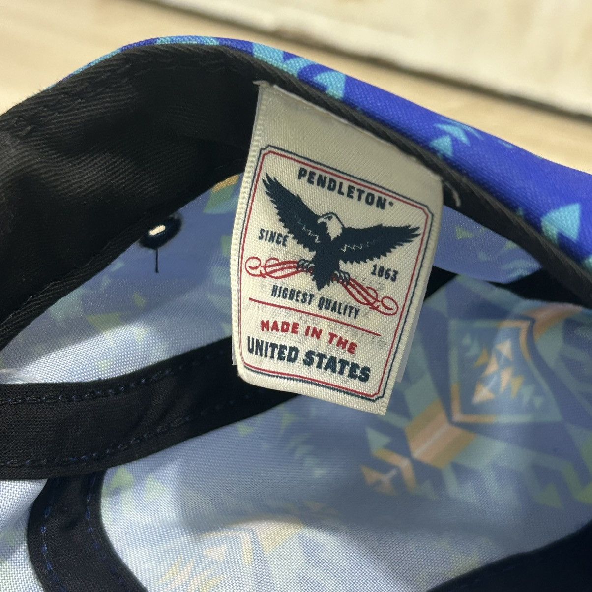 Pendleton × Vintage Pendleton Vtg Cap Free Polyester Blue Tottal Pattern Size ONE SIZE - 5 Thumbnail