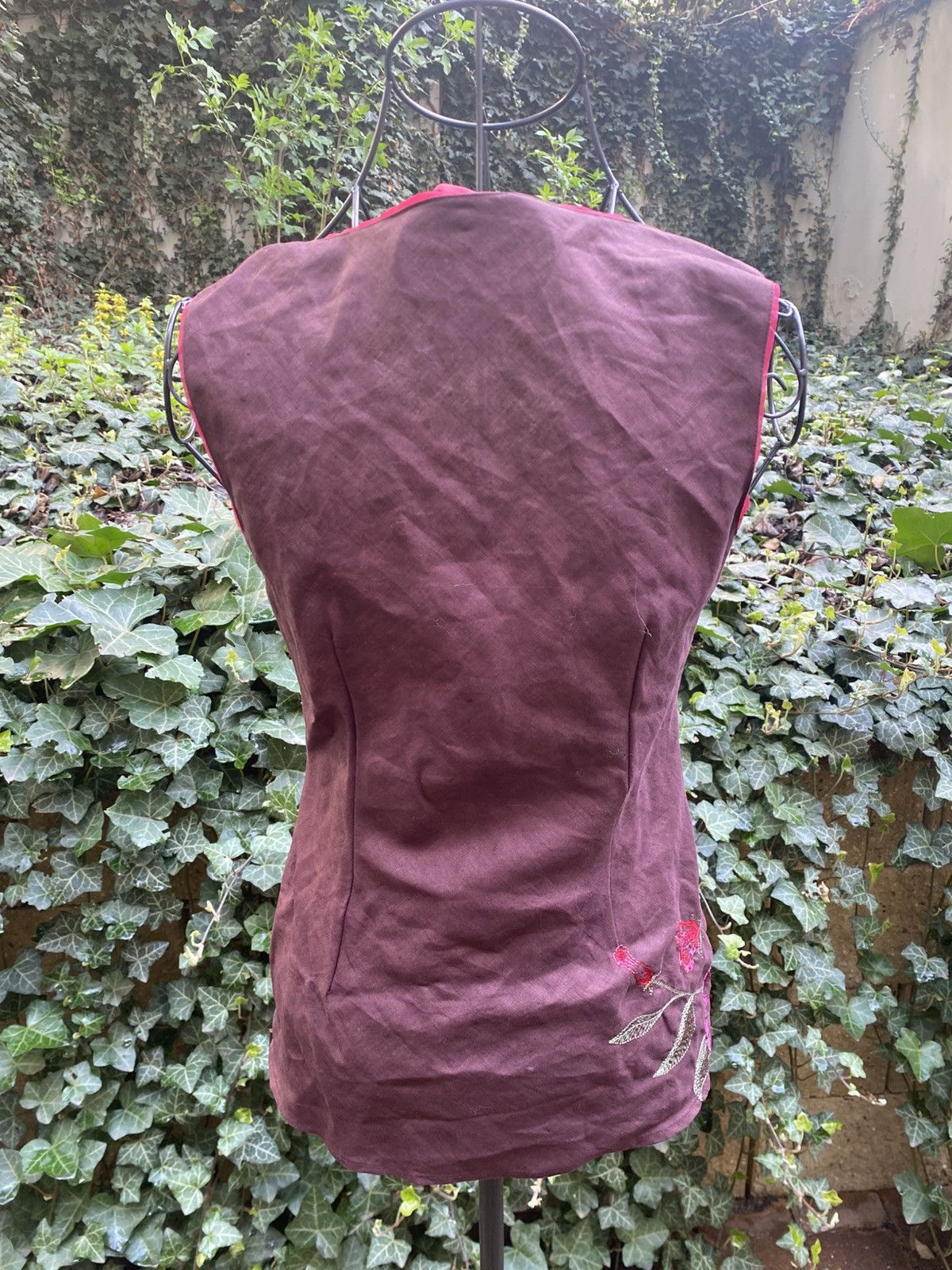 Vintage Burgundy vintage linen vest top Size M / US 6-8 / IT 42-44 - 5 Thumbnail