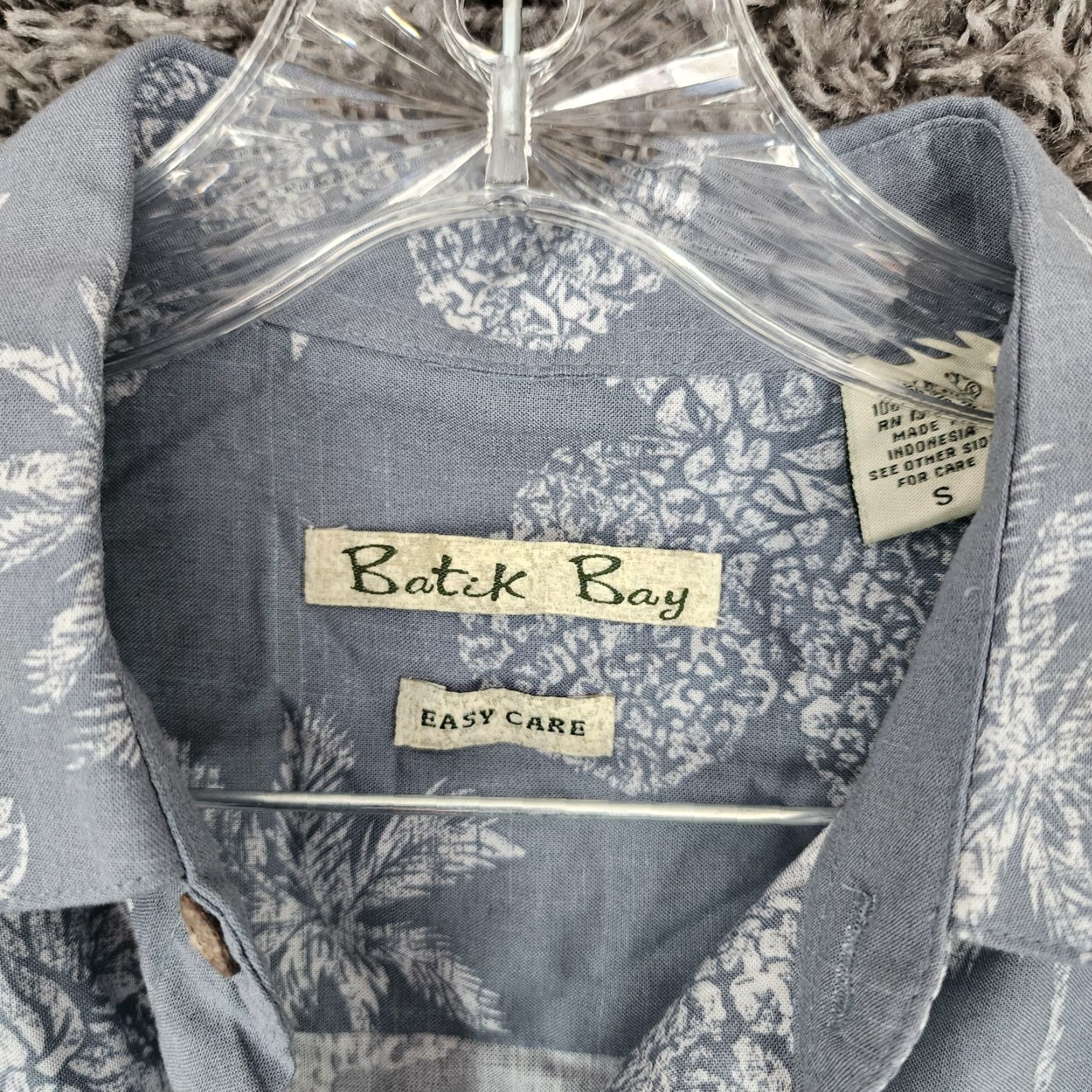 Vintage VINTAGE Batik Bay Charcoal Palm Tree Pineapple Button-Up Shirt Adult Small Gray Palm 90s Mens Size US 29 - 5 Thumbnail