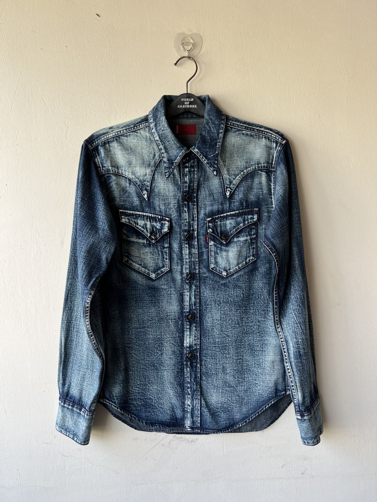 Levi's 2001 Levi’s Red Tab Slim Denim Western Shirt Snap Button Size US L / EU 52-54 / 3 - 1 Thumbnail