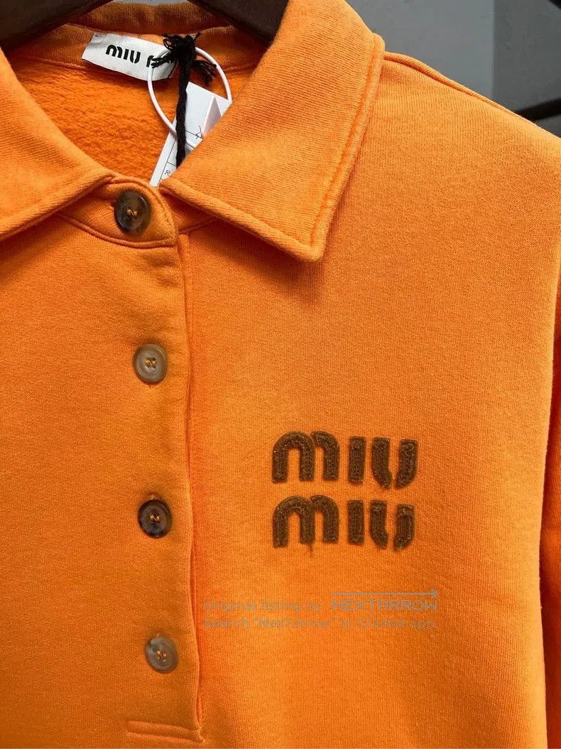 Prada Miu Miu Orange Polo Sweatshirt with Logo. Size US S / EU 44-46 / 1 - 3 Thumbnail