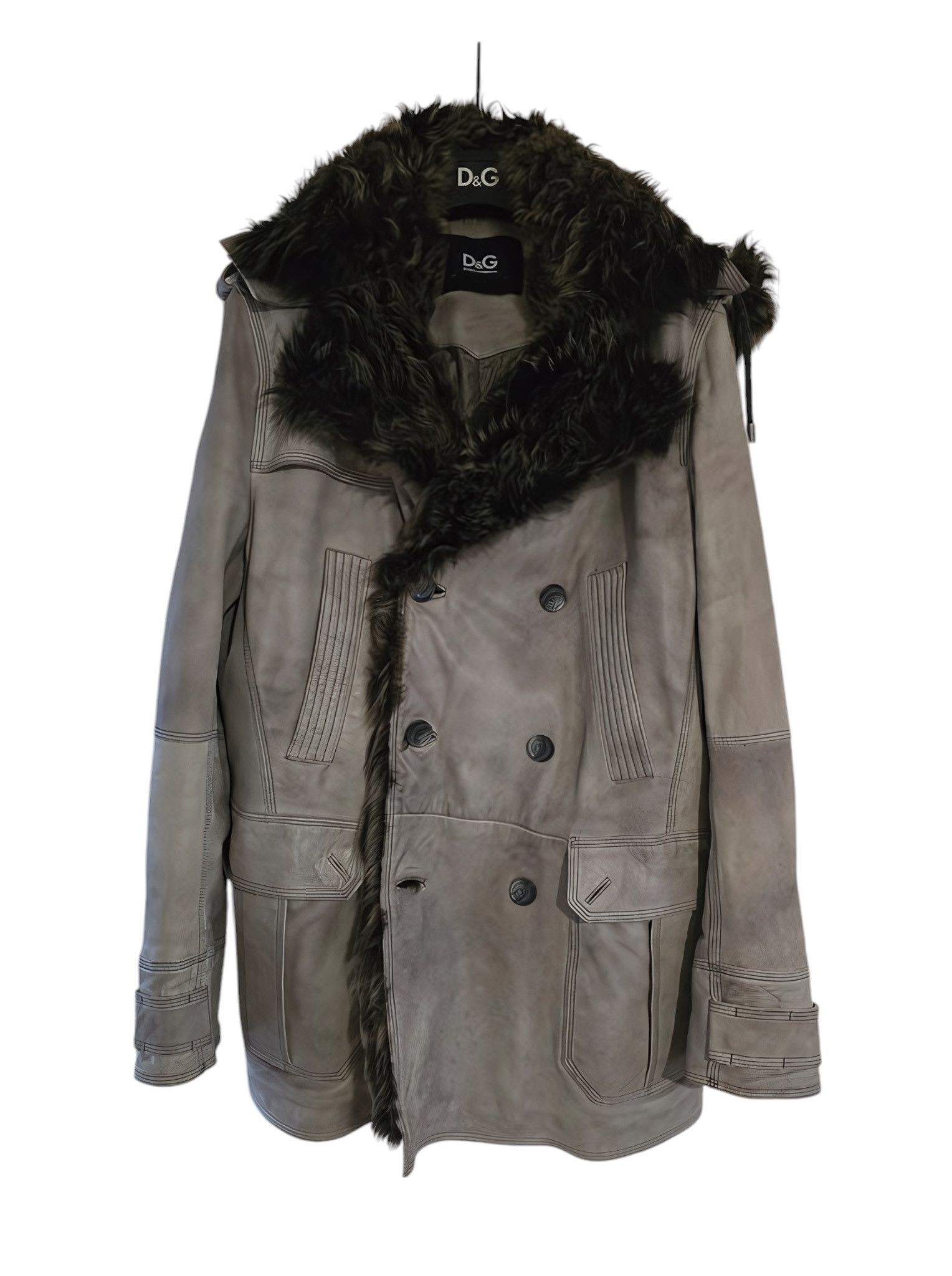 Dolce & Gabbana SHEEP FUR SHEARLING LEATHER HOODED COAT Size US L / EU 52-54 / 3 - 2 Thumbnail