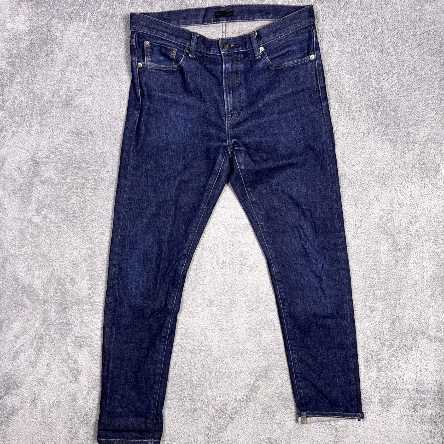 Uniqlo Uniqlo Jeans Selvedge Kaihara Slim Straight Indigo Raw Denim Men’s 33x32 Jeans Slim Straight City Hipster 5-Pocket Mens Size US 33 - 3 Thumbnail