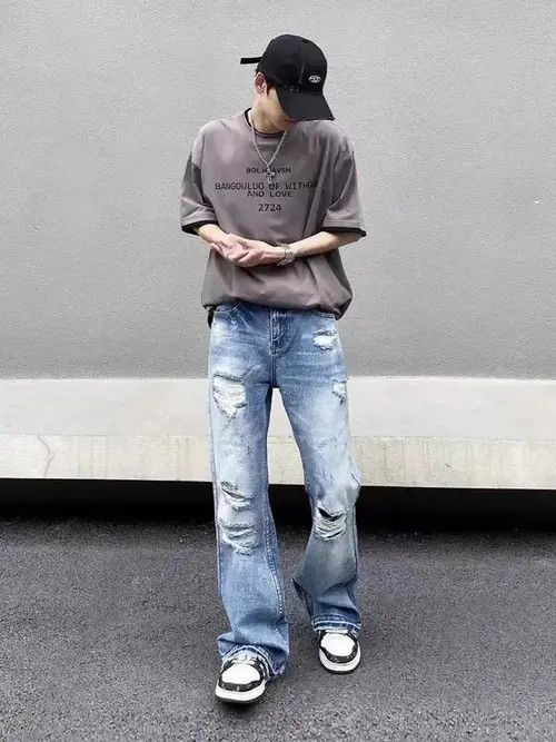 Jean High street vintage ripped Y2K micro flare baggy jeans Size US 32 / EU 48 - 5 Thumbnail