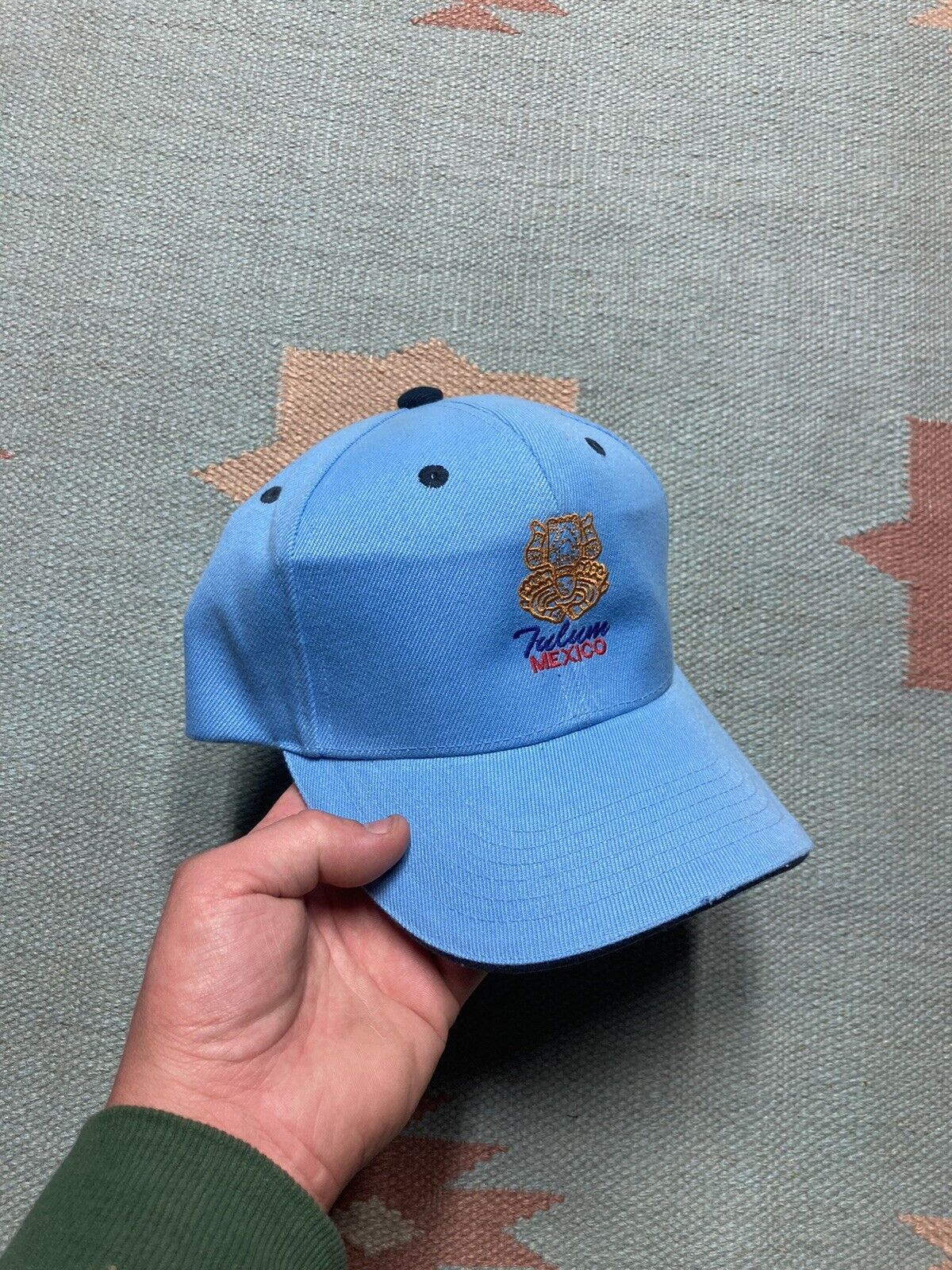 Vintage VTG Strapback hat Tulum Mexico Caribbean beach ocean blue Size ONE SIZE - 1 Thumbnail