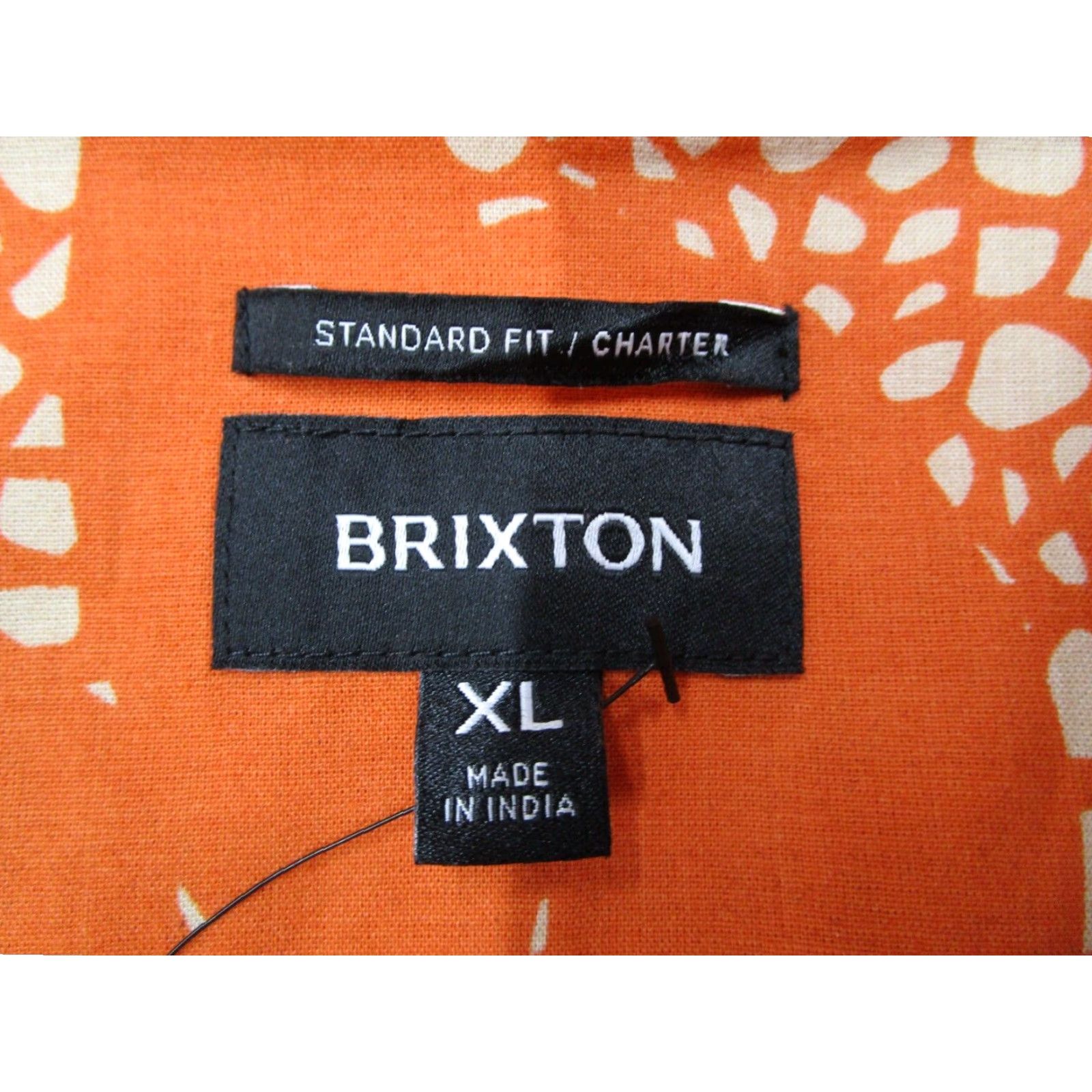 Brixton Brixton Men's XL Orange Charter Print Short Sleeve Button-Up Shirt Size US XL / EU 56 / 4 - 3 Thumbnail
