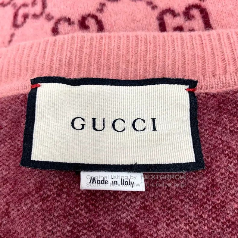 Gucci Gucci Pink logo jacquard full print wool V-neck long-sleev Size XS / US 0-2 / IT 36-38 - 5 Thumbnail