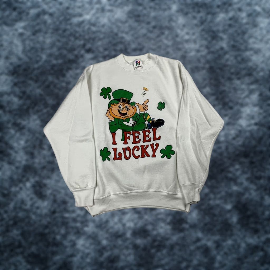 Vintage VINTAGE Signal Sweatshirt Crewneck L-XL White 90s Irish St. Patrick’s Leprechaun Graphic Print Men Size US XL / EU 56 / 4 - 1 Thumbnail