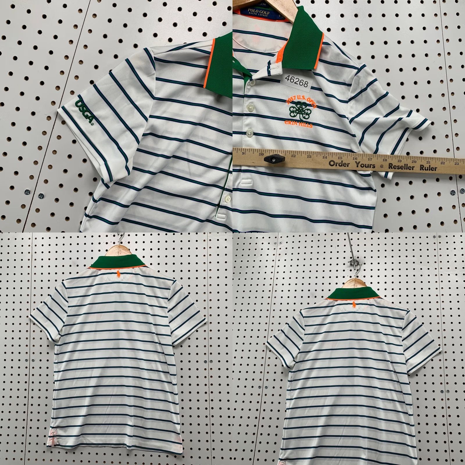 Polo Ralph Lauren Polo Ralph Lauren Shirt Mens S White Open Green Striped Erin Hills Size US S / EU 44-46 / 1 - 8 Thumbnail