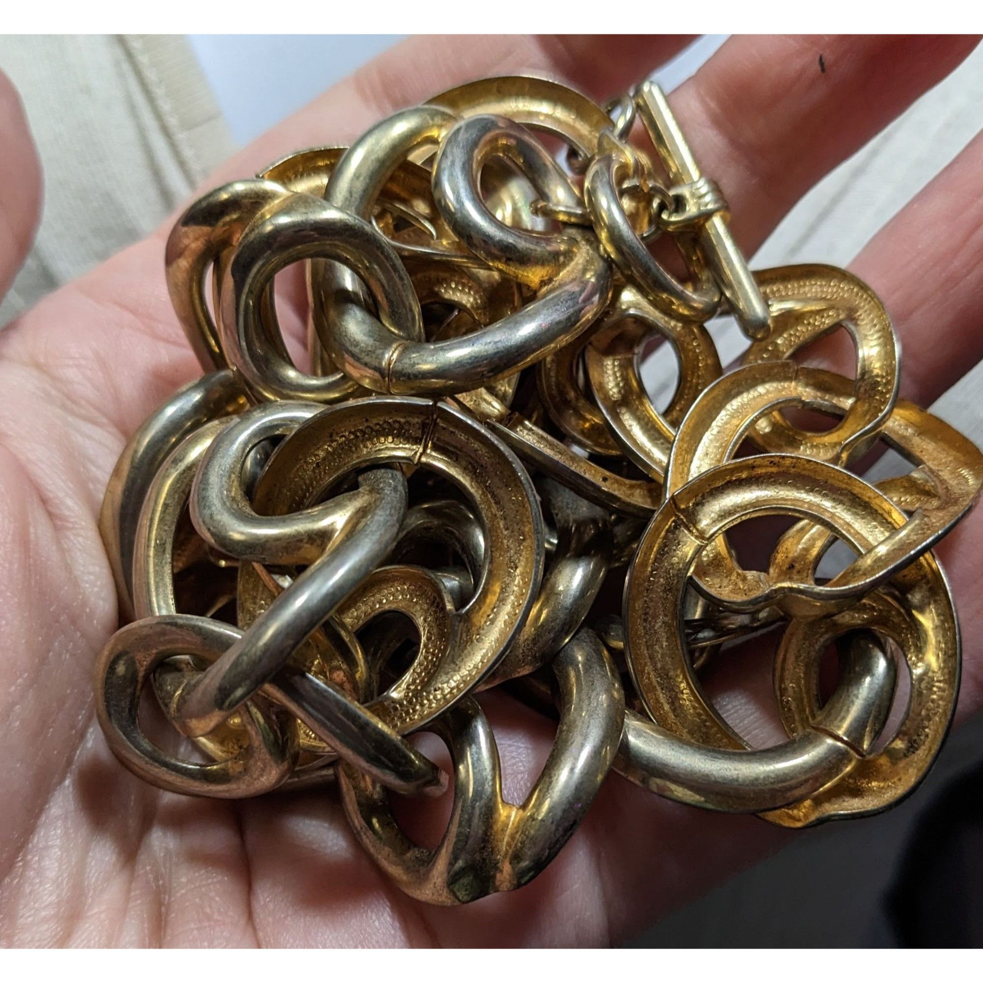 Other Chunky Gold Tone Chain Necklace With Large Interlocking Link Size ONE SIZE - 3 Thumbnail