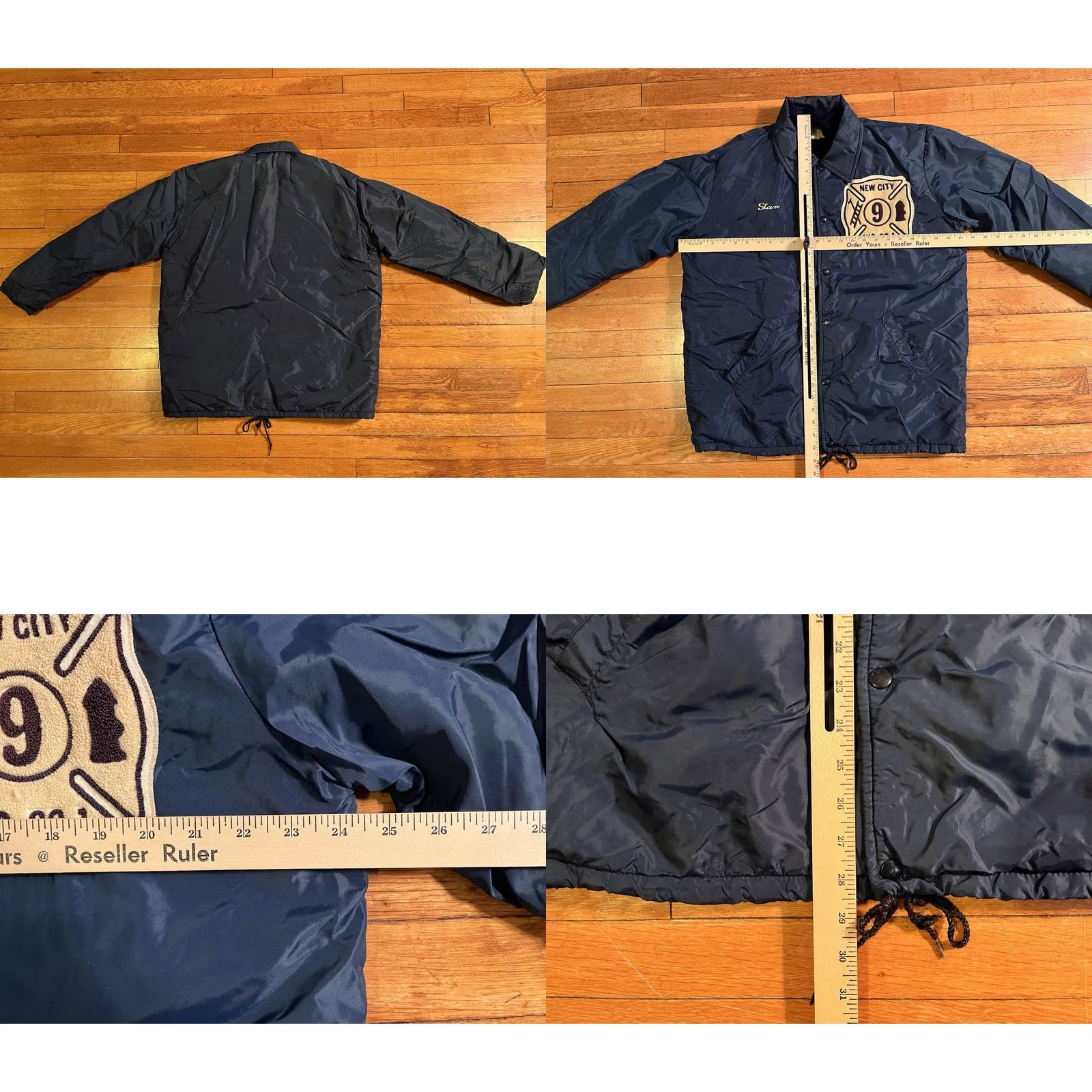 CO VINTAGE Hewitt Mfg New City Fire Engine Co Jacket Mens L Blue Sherpa Lined 60s Fire Engine Co Logo Letterman Stan Embroidered Mens Jacket Size US L / EU 52-54 / 3 - 8 Thumbnail
