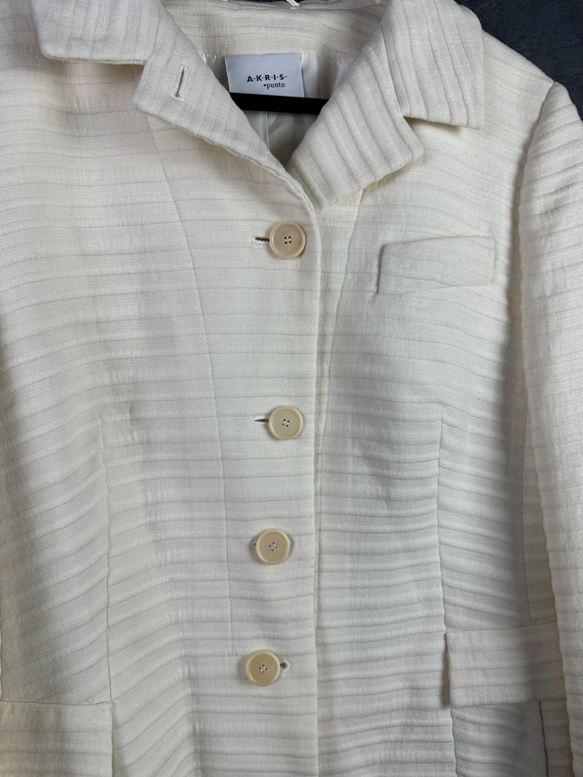 Akris Akris Punto Cream Wool Blazer Jacket - Size 16 Size XL / US 12-14 / IT 48-50 - 4 Thumbnail