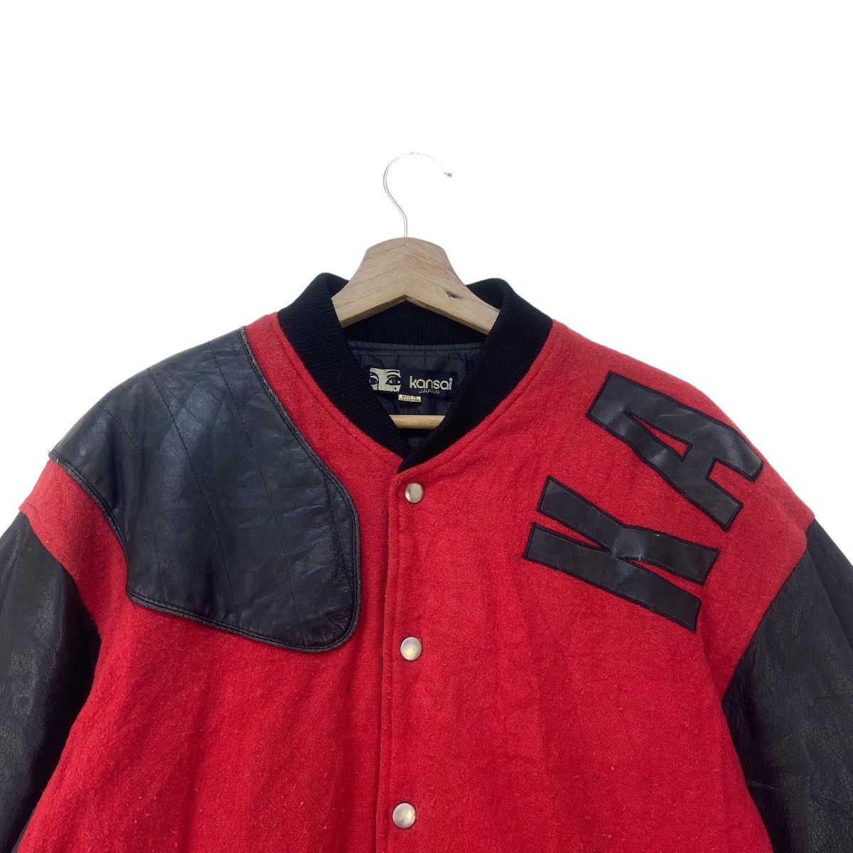 Kansai Yamamoto Vintage🔥80s Kansai Yamamoto Wool + Leather Bomber Varsity Size US S / EU 44-46 / 1 - 6 Thumbnail