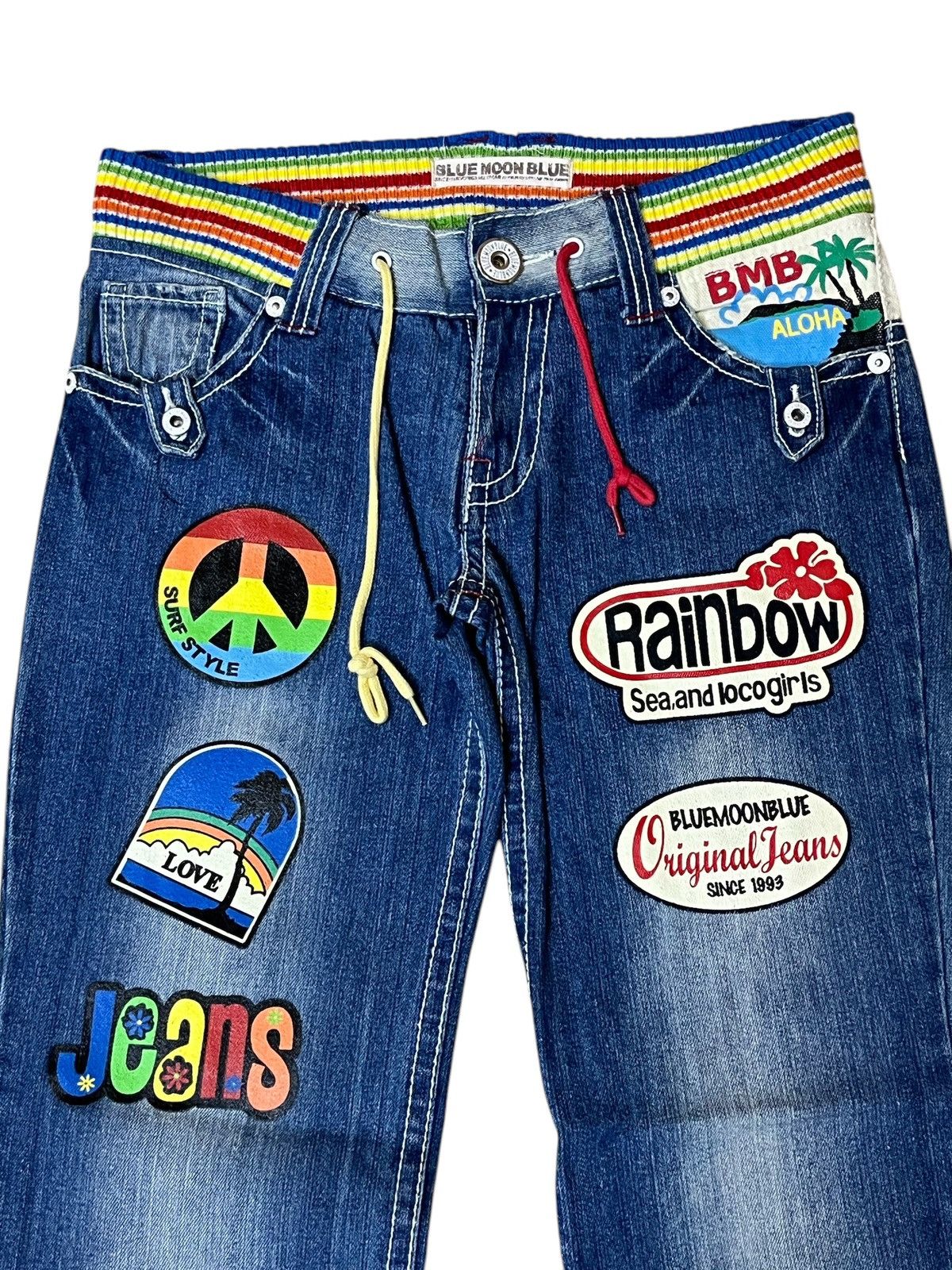Japanese Brand SICK🔥JAPANESE BMB BLUE MOON BLUE DRAWSTRING WAIST JEANS Size US 32 / EU 48 - 4 Thumbnail