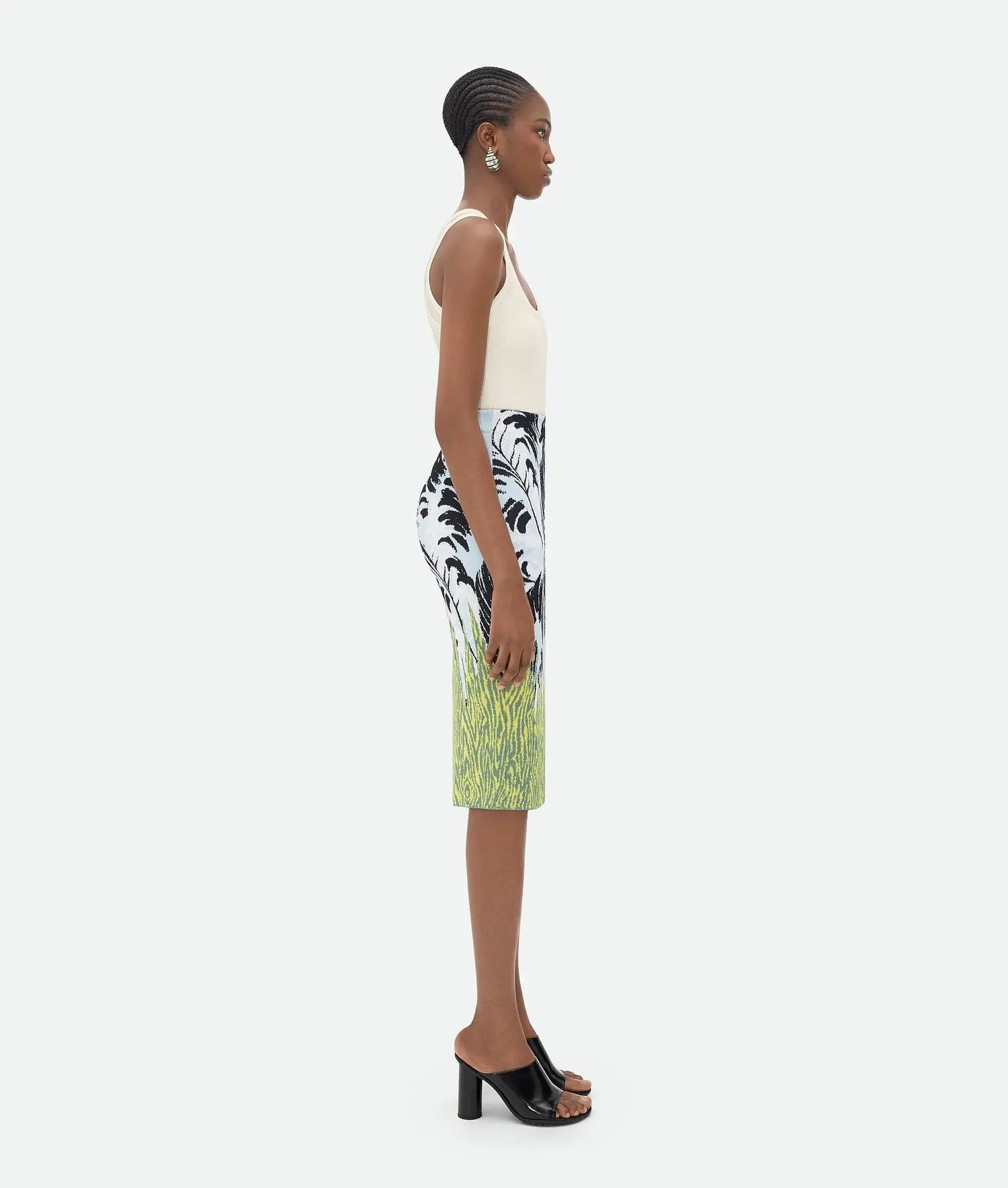 Bottega Veneta o1n1vont0325 Graphic Viscose Jacquard Midi Skirt Multicolor Size 26" / US 2 / IT 38 - 2 Thumbnail