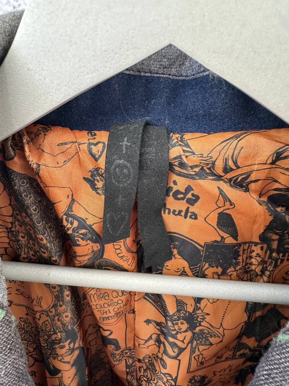 Desigual × Vintage Desigual Patchwork Wool Blazer Navy Blue with Graphic Lining Size XS / US 0-2 / IT 36-38 - 12 Thumbnail
