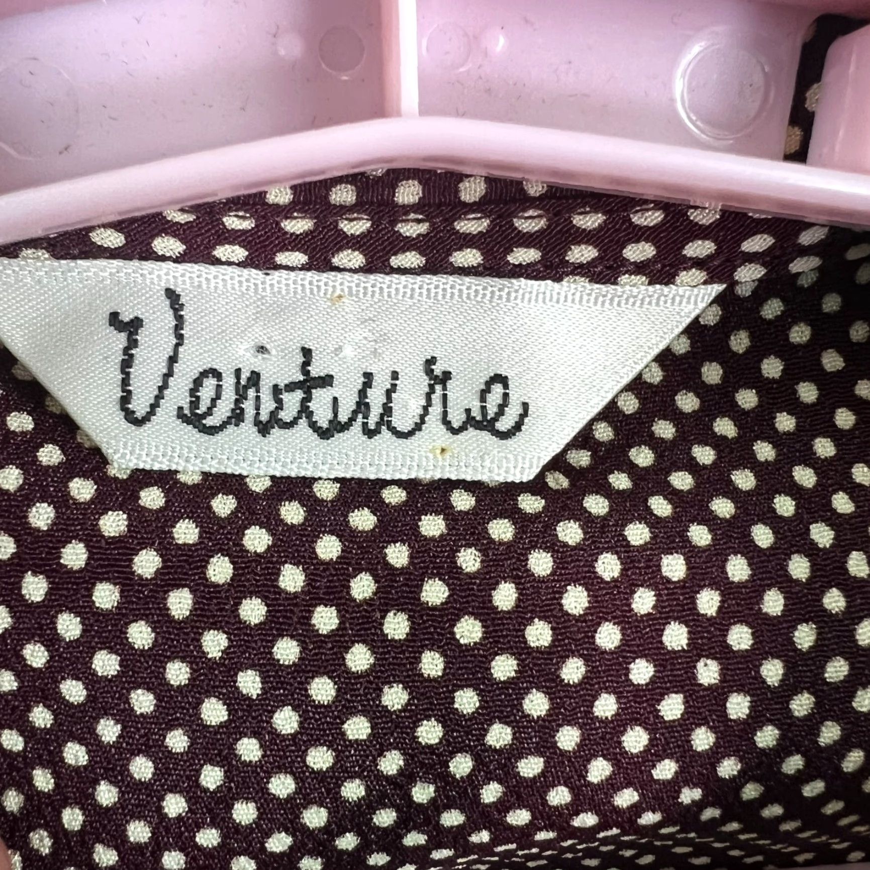 Vintage VINTAGE Venture Polka Dot Shirt Womens M Brown Button-Up Long Sleeve Classic Fit, Rayon, All Seasons, Wom en Size M / US 6-8 / IT 42-44 - 4 Thumbnail