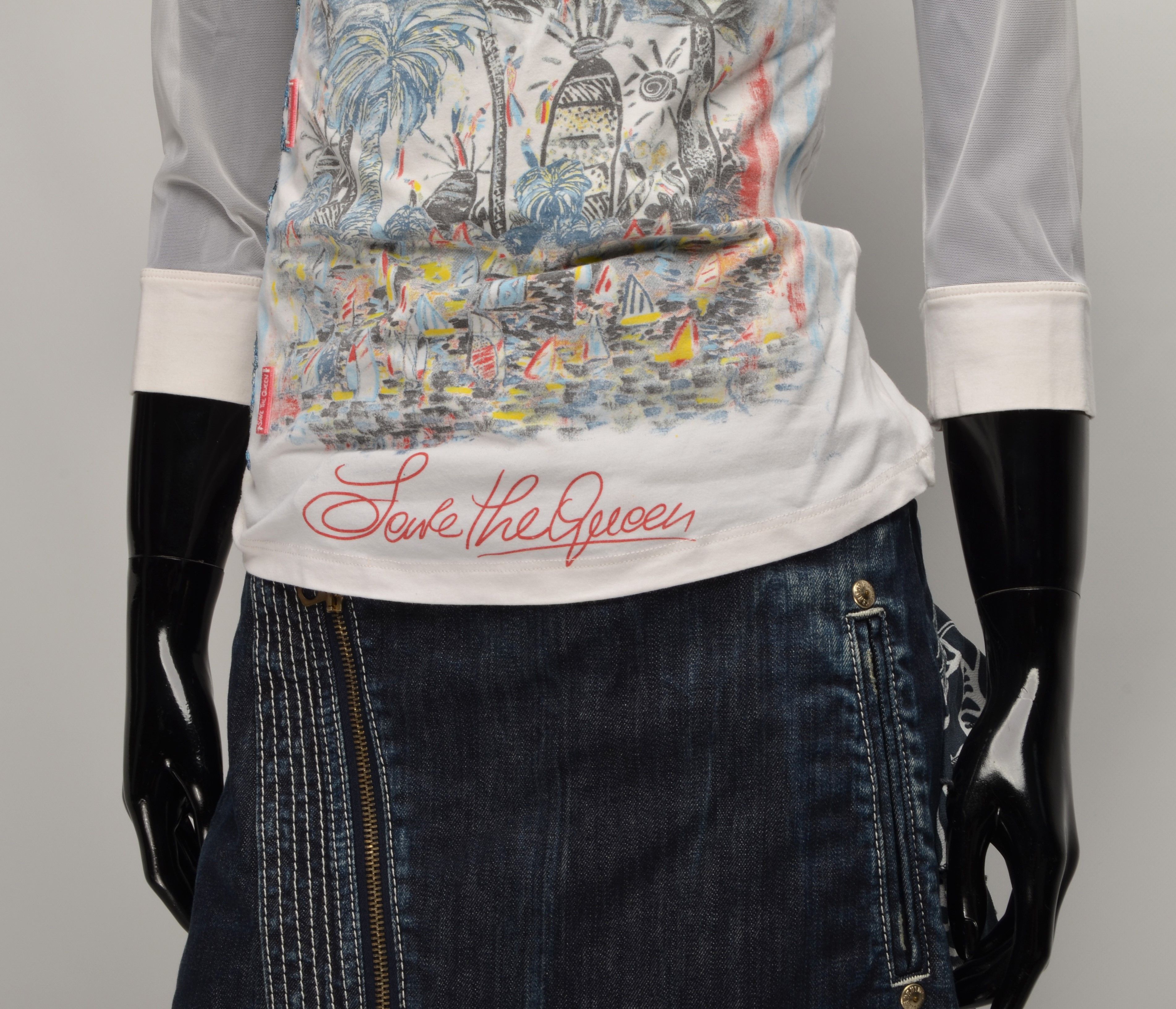Other Vintage Save the Queen Mesh Printed Top Size M / US 6-8 / IT 42-44 - 3 Thumbnail