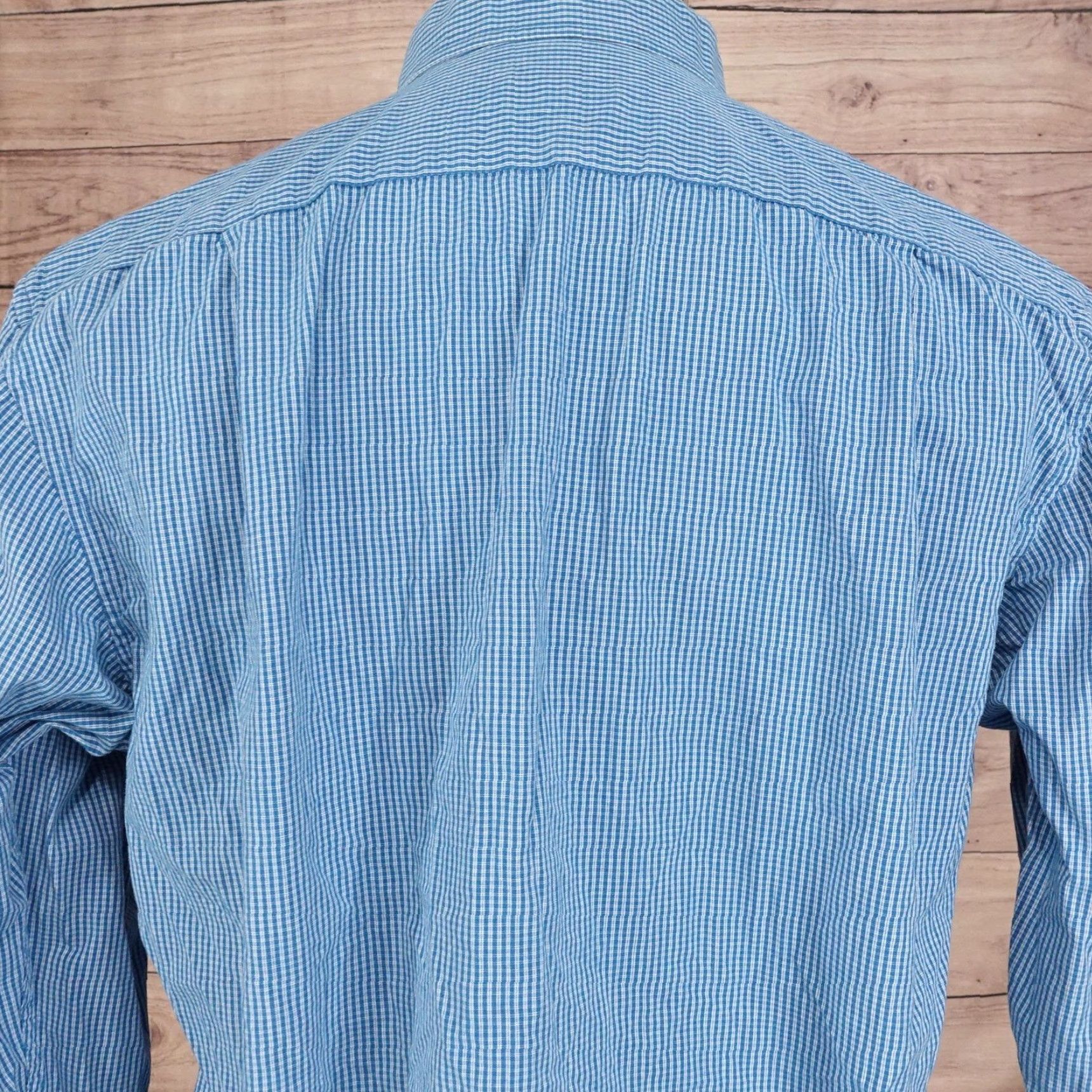 Izod IZOD Shirt Mens Medium Blue Check Long Sleeve Button-Down Easy Care Casual Size US M / EU 48-50 / 2 - 6 Thumbnail