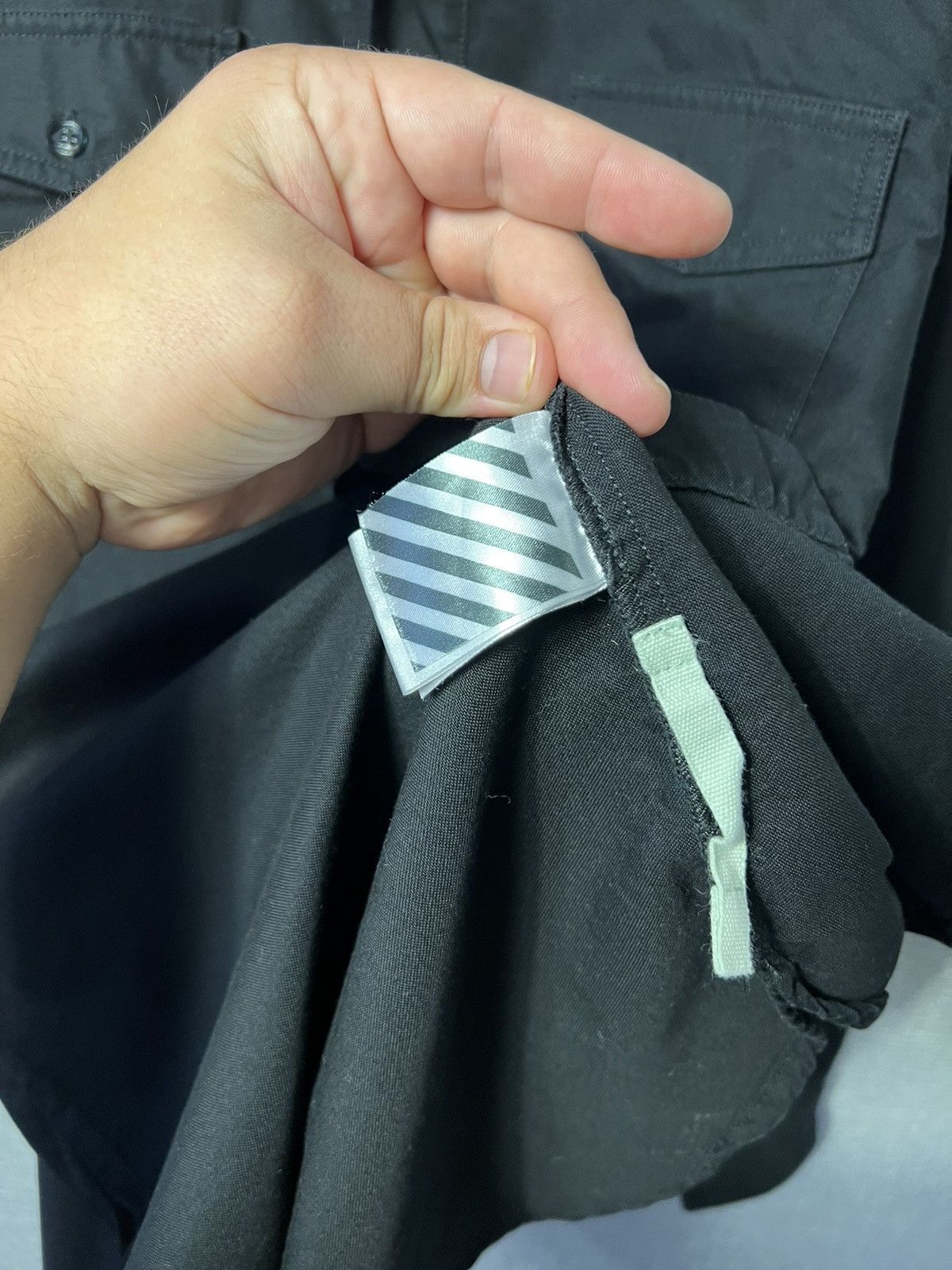 Off-White Rare Off-White Black Firetape Printed Button Oversized Shirt Size US XS / EU 42 / 0 - 15 Thumbnail