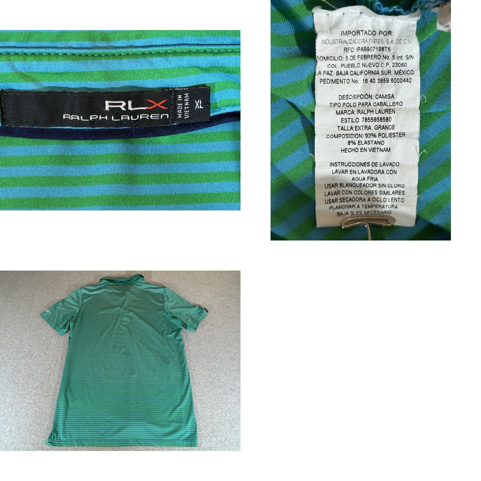 Ralph Lauren Ralph Lauren RLX Polo Shirt Mens XL Green Striped Golf Performance Short Sleeve polo shirt Shrug? Size US XL / EU 56 / 4 - 8 Thumbnail
